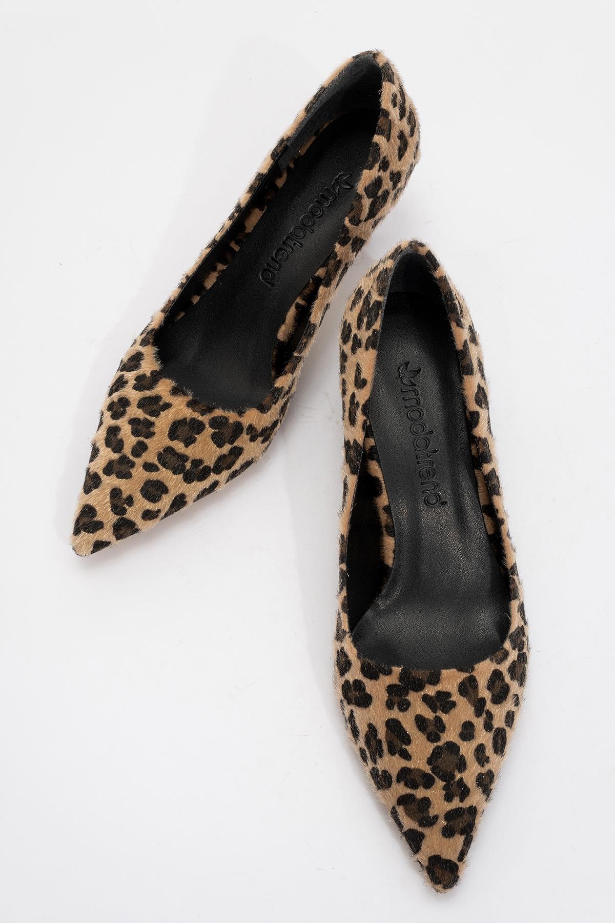 Kadın Sivri Burunlu Stiletto LEOPAR - Görsel 6