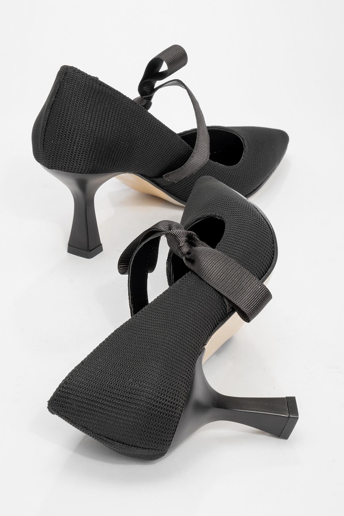 Kurdeleli Kadın Topuklu Ayakkabı SİYAH - Görsel 5