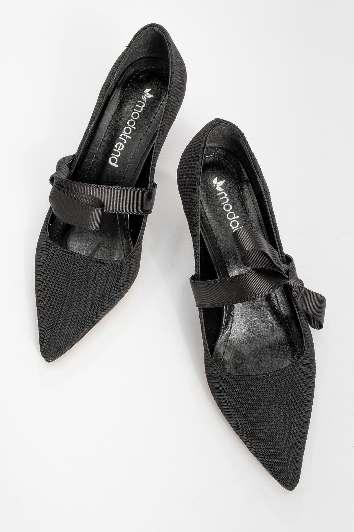 Kurdeleli Kadın Topuklu Ayakkabı SİYAH - Görsel 6