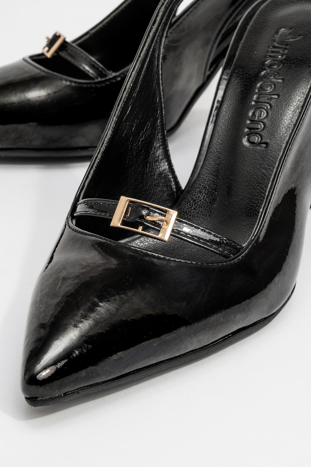 Kadın Arkası Açık Tokalı Topuklu Ayakkabı SİYAH RUGAN - Görsel 4