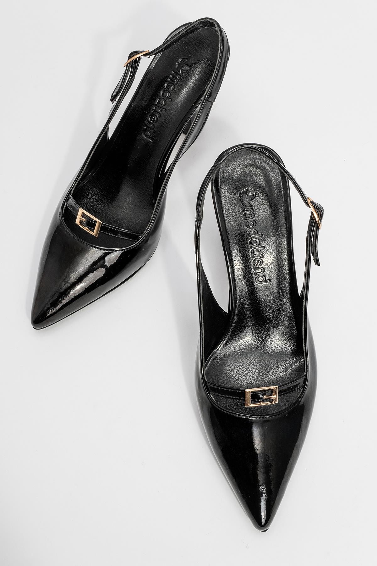 Kadın Arkası Açık Tokalı Topuklu Ayakkabı SİYAH RUGAN - Görsel 6