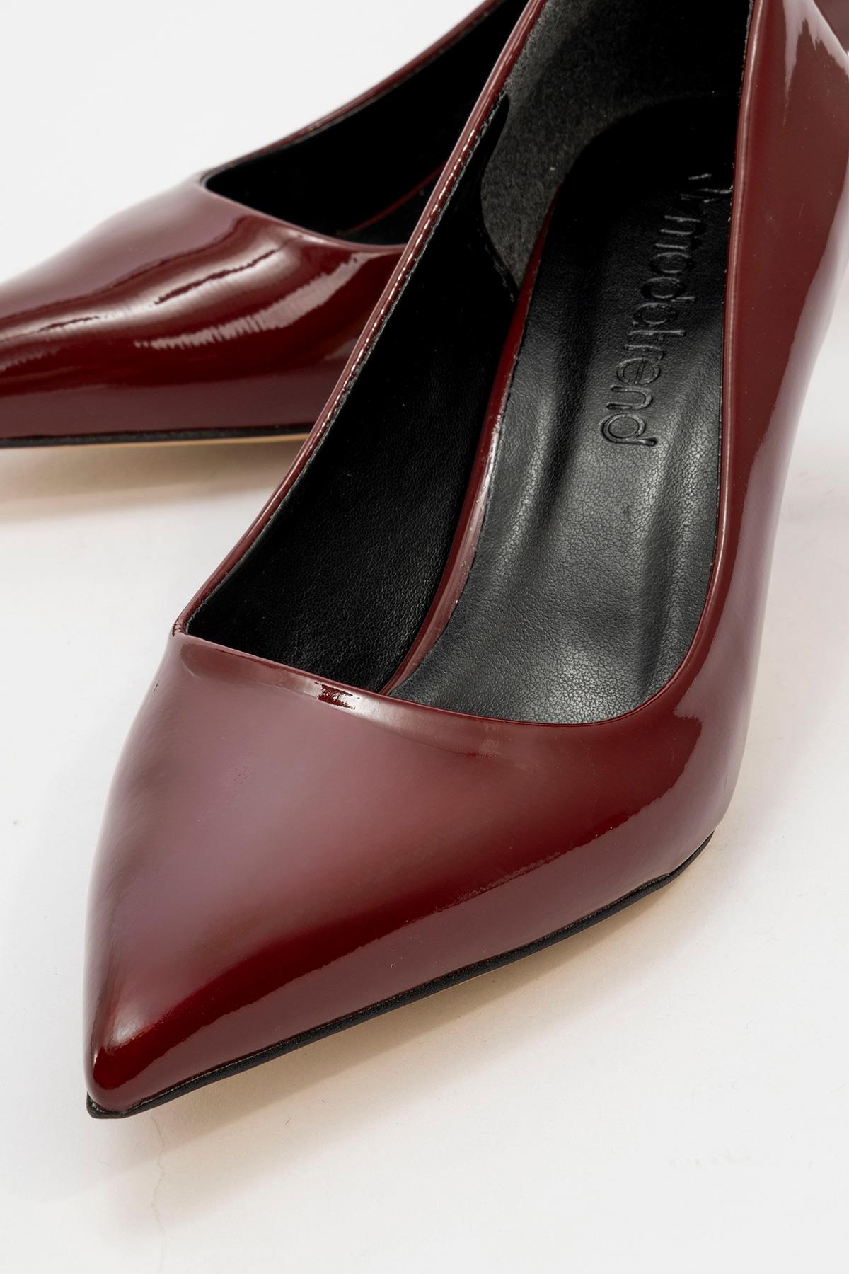 Kadın Sivri Burunlu Stiletto BORDO RUGAN - Görsel 4
