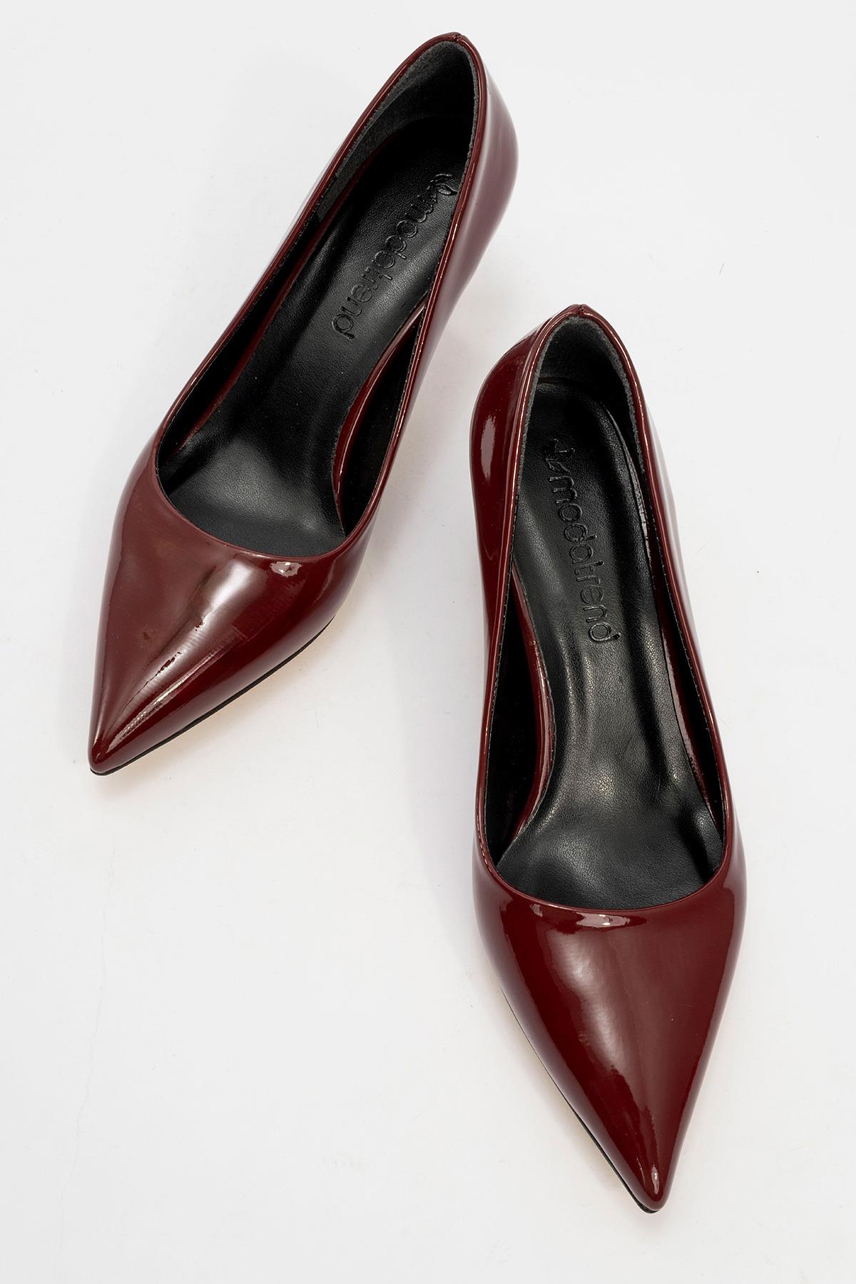 Kadın Sivri Burunlu Stiletto BORDO RUGAN - Görsel 6