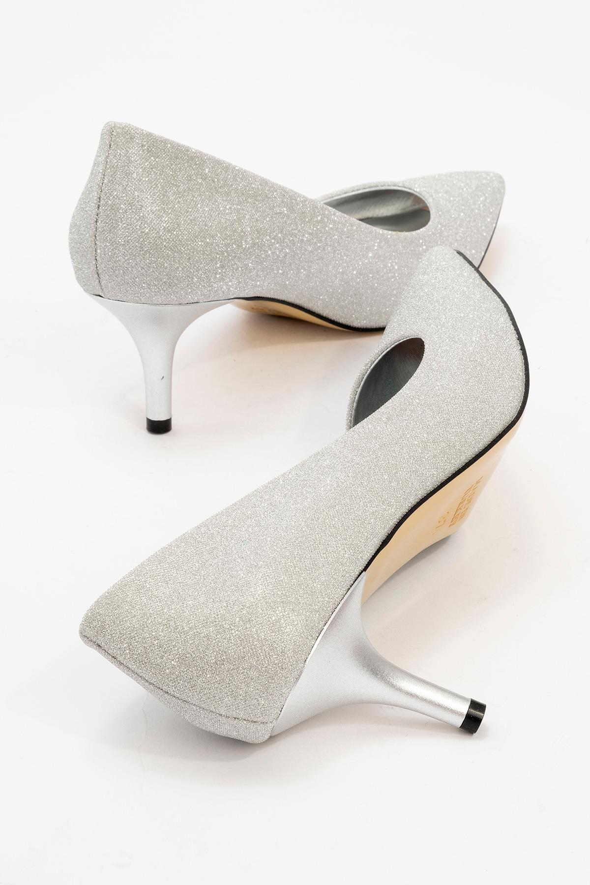 Kadın Sivri Burunlu Stiletto GÜMÜŞ SİM - Görsel 5