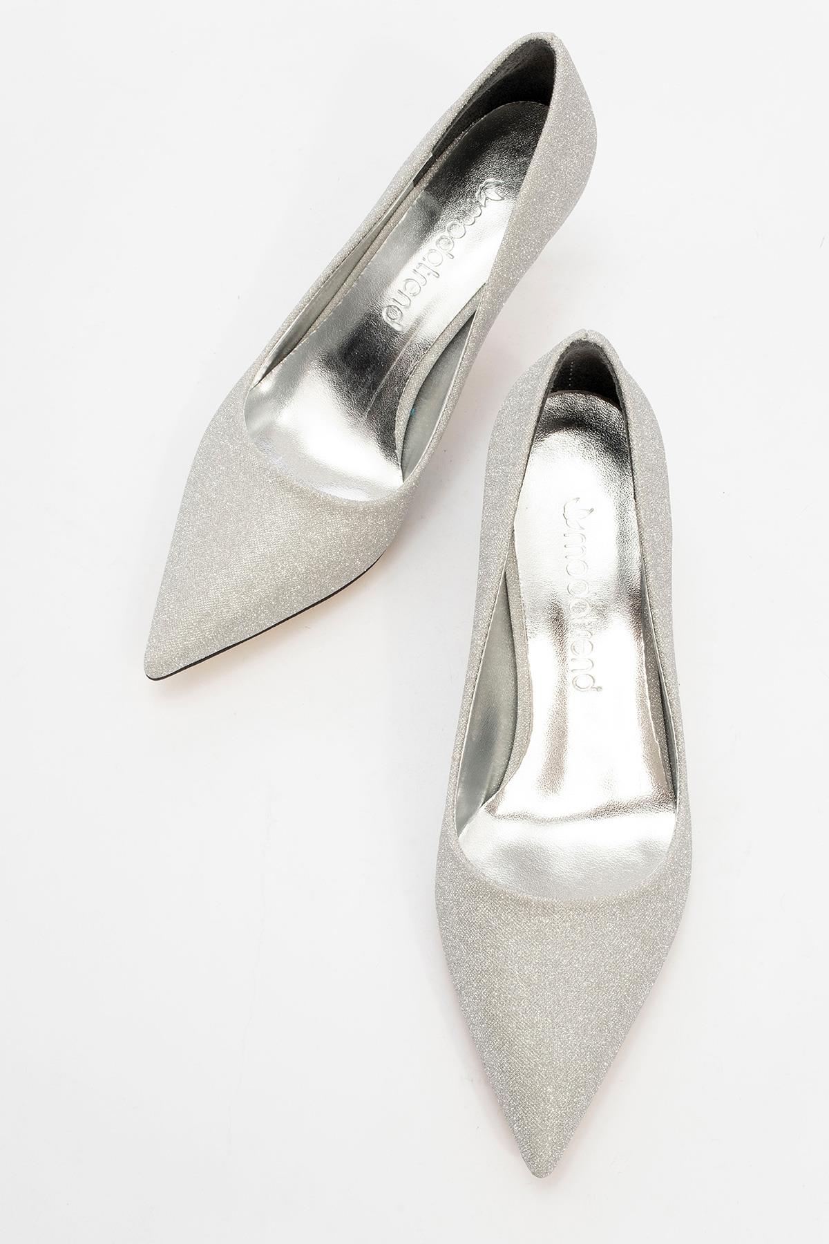 Kadın Sivri Burunlu Stiletto GÜMÜŞ SİM - Görsel 6