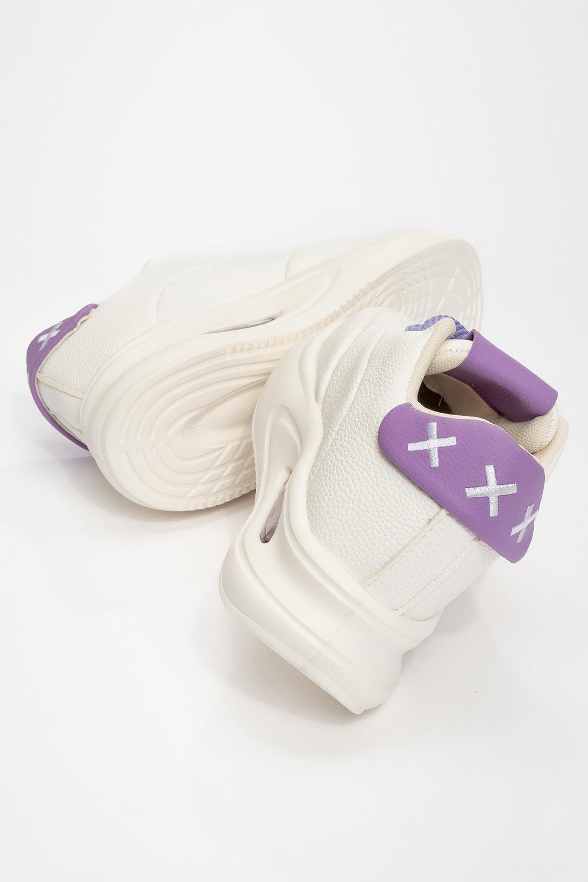 Bağcıklı Kadın Spor Ayakkabı BEYAZ LİLA - Görsel 5