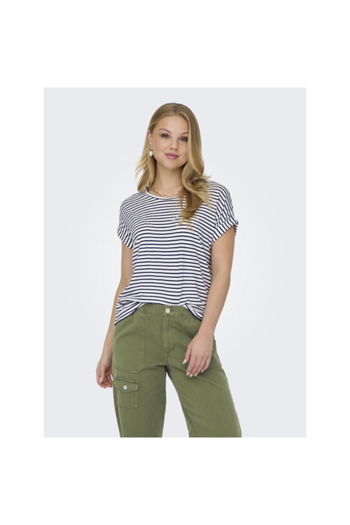 Onlmoster Stripe S/S O-Neck Top Jrs Noos Kadın T-shirt