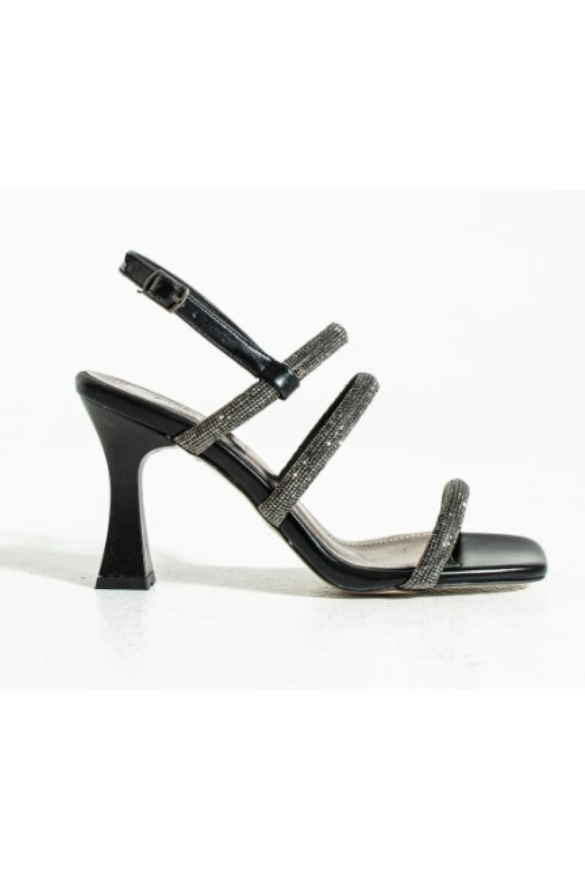 Üç Şerit Taş Biyeli Topuklu Kadın Abiye Ayakkabı - Görsel 3
