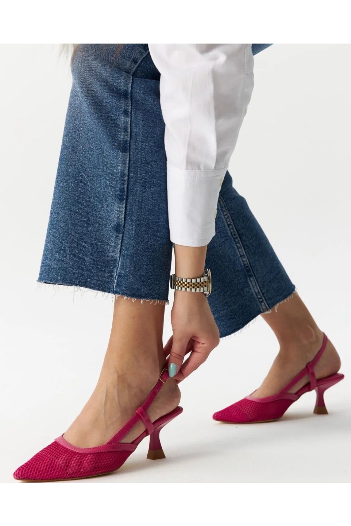 Kısa Topuklu Fileli Kadın Ayakkabı - Görsel 2