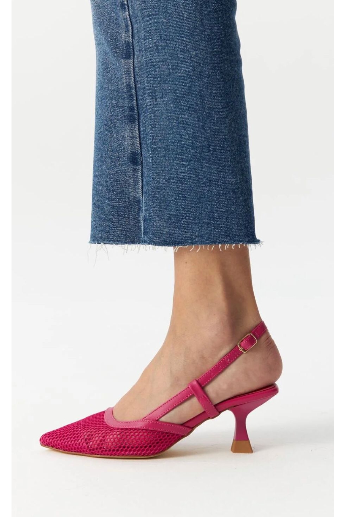 Kısa Topuklu Fileli Kadın Ayakkabı - Görsel 3