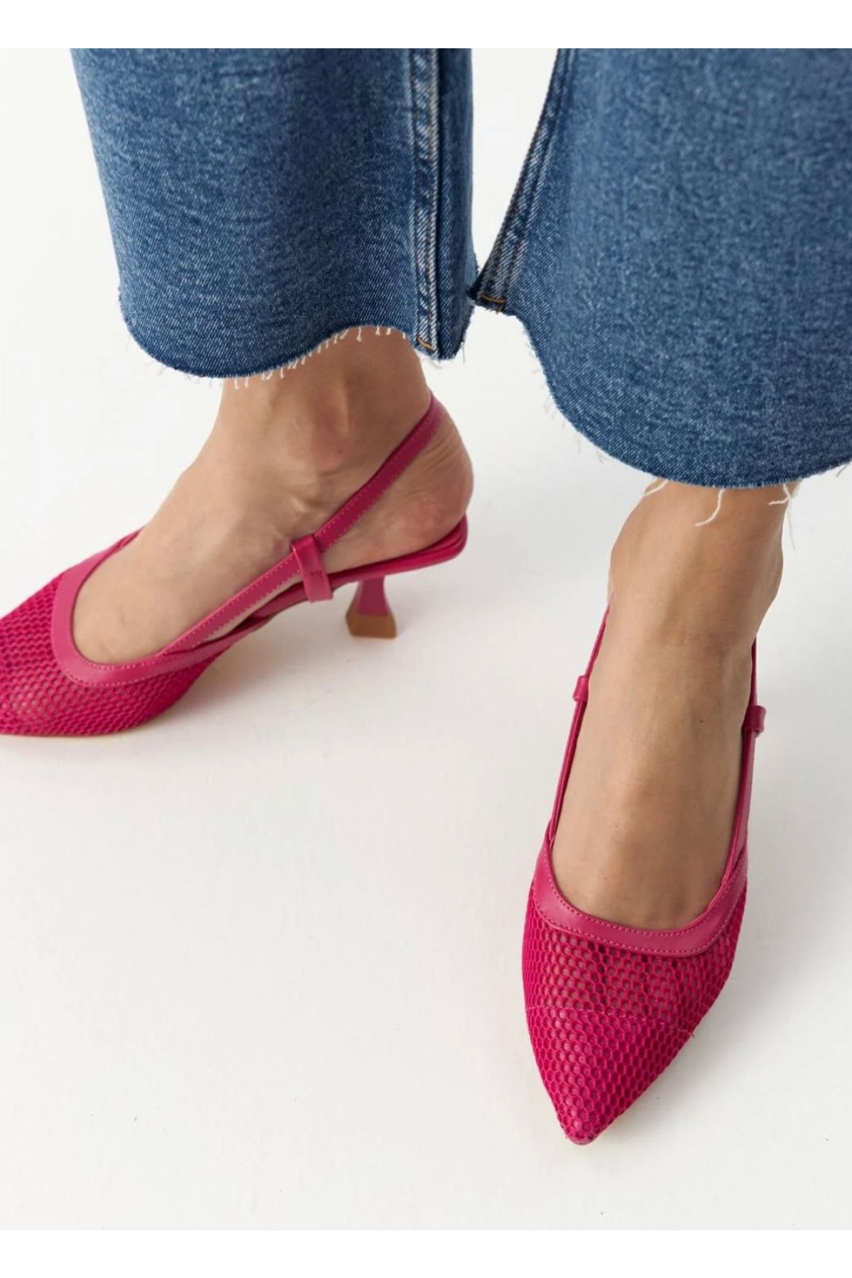 Kısa Topuklu Fileli Kadın Ayakkabı - Görsel 5