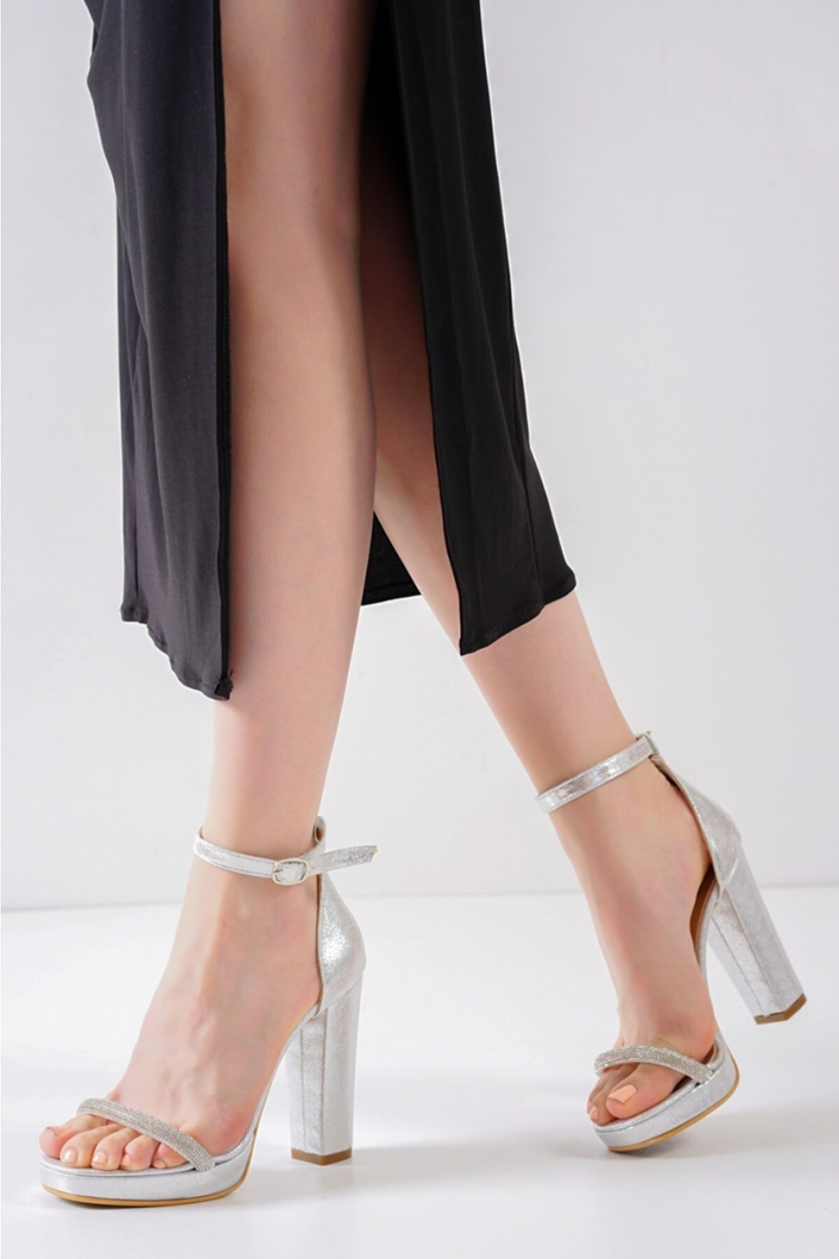20mm.platform Taşlı Tek Bant Bilekten Tokalı Abiye Kadın Ayakkabı - Görsel 2