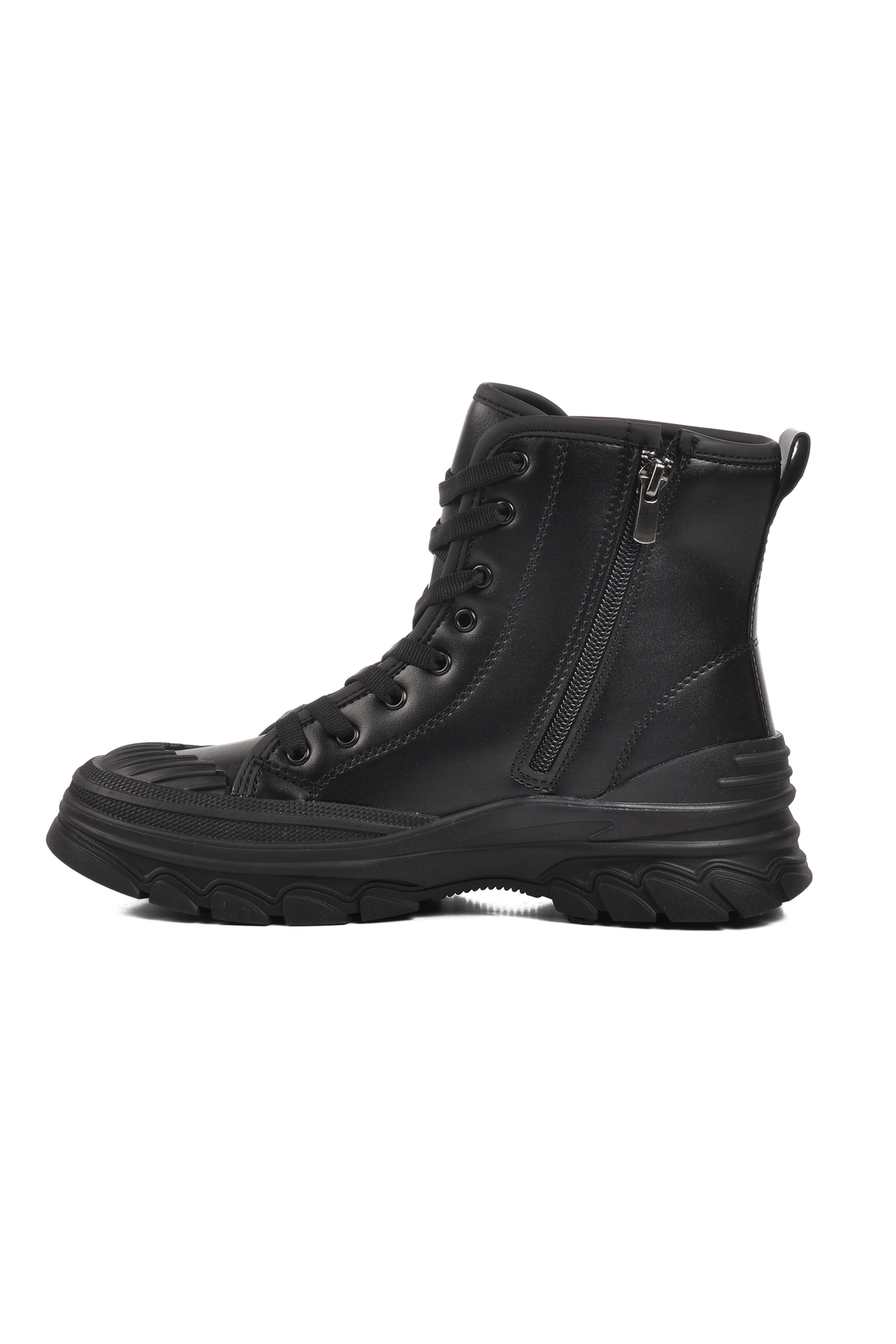 Siyah Cilt Fermuarlı Kadın Bot Serpentis Z - Görsel 3