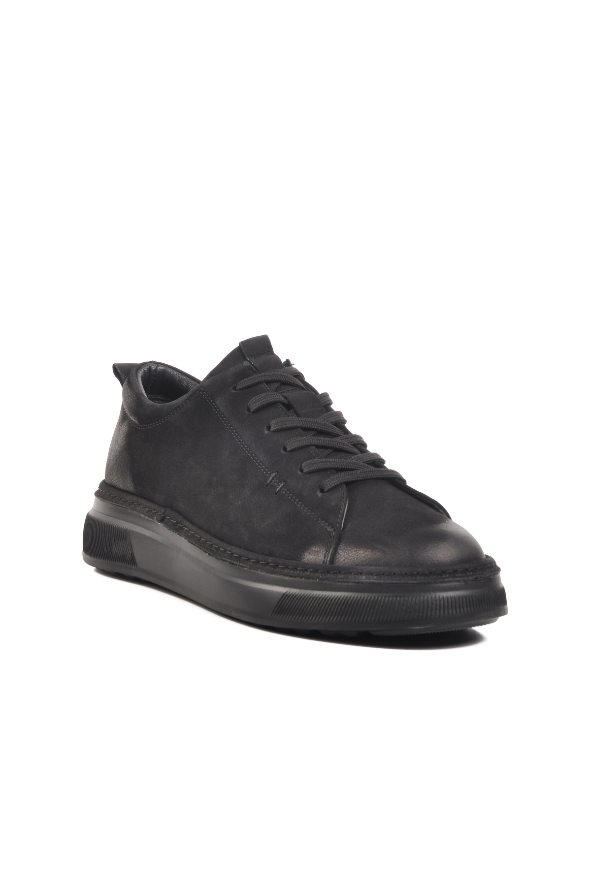 Siyah Nubuk Hakiki Deri Erkek Casual Ayakkabı 396149 M - Görsel 4