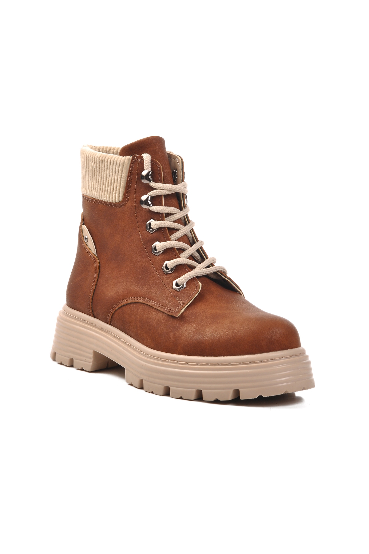 Kahve-Bej Bağcıklı Kadın Bot FO223 G - Görsel 4