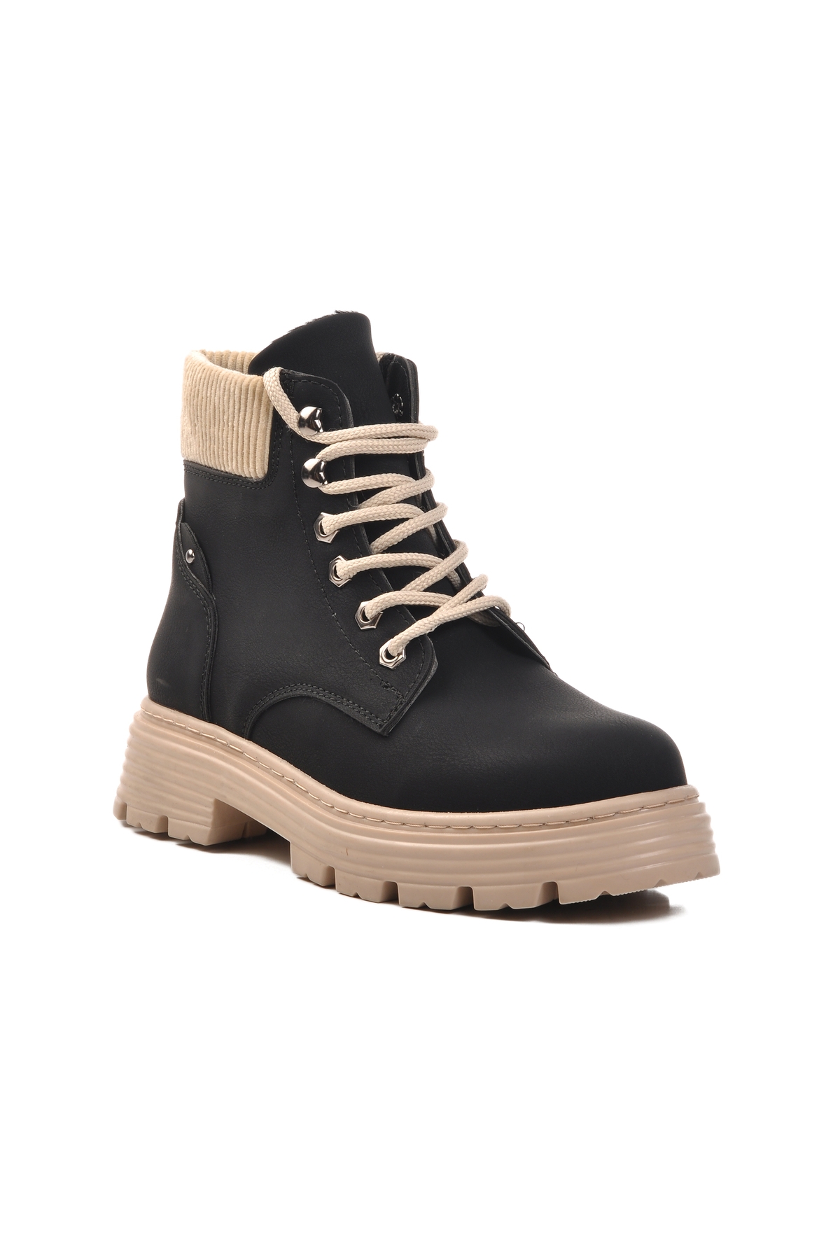 Siyah-Bej Bağcıklı Kadın Bot FO223 G - Görsel 4