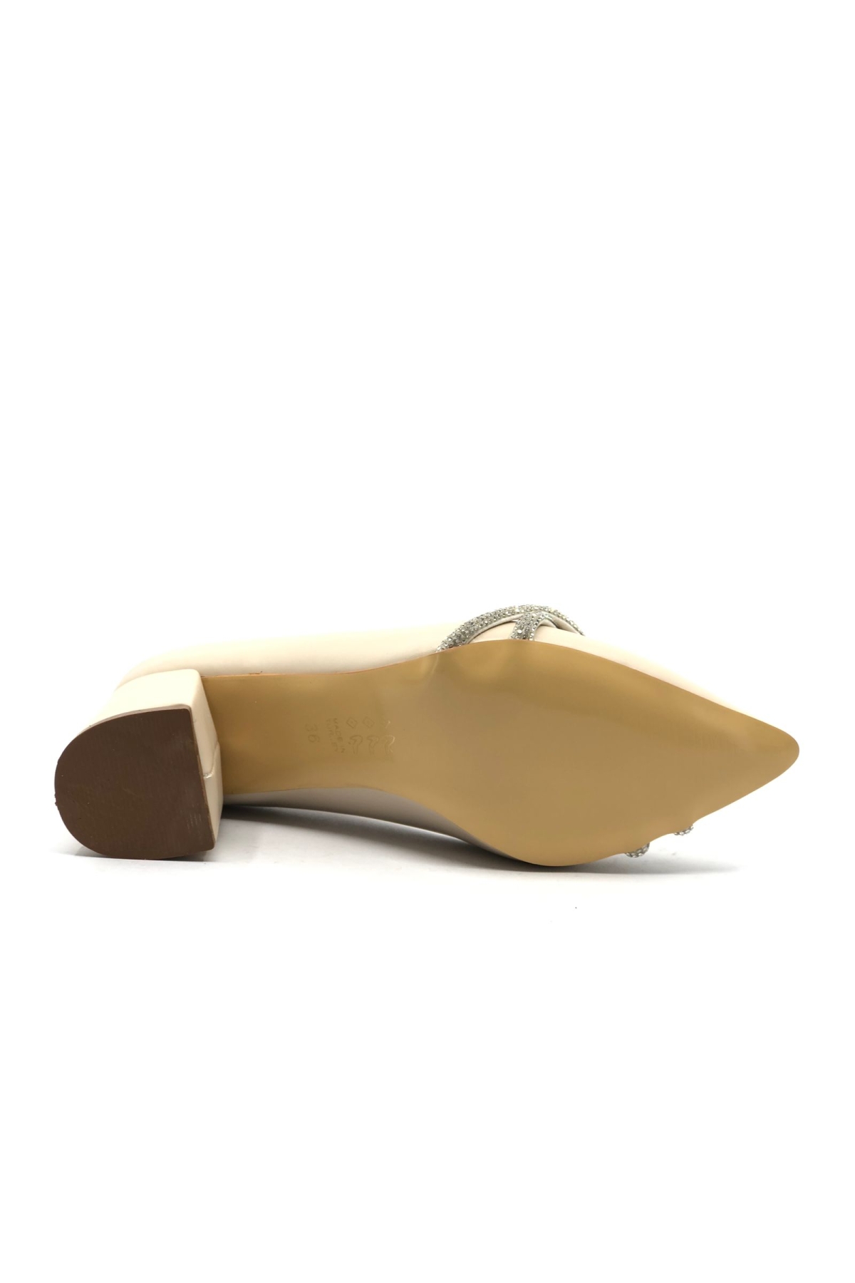 Burgu Taş Dekolteli Kalın Topuk Kadın Topuklu Ayakkabı Sitiletto - Görsel 8