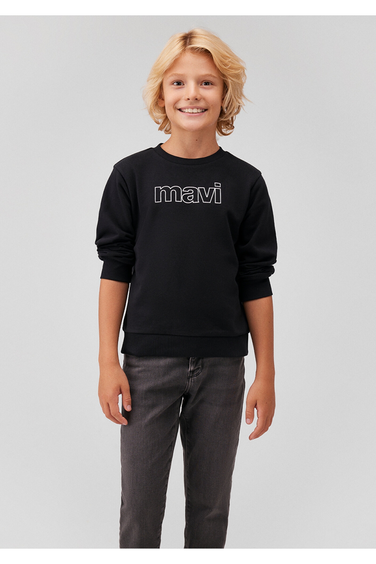 Logo Baskılı Siyah Sweatshirt