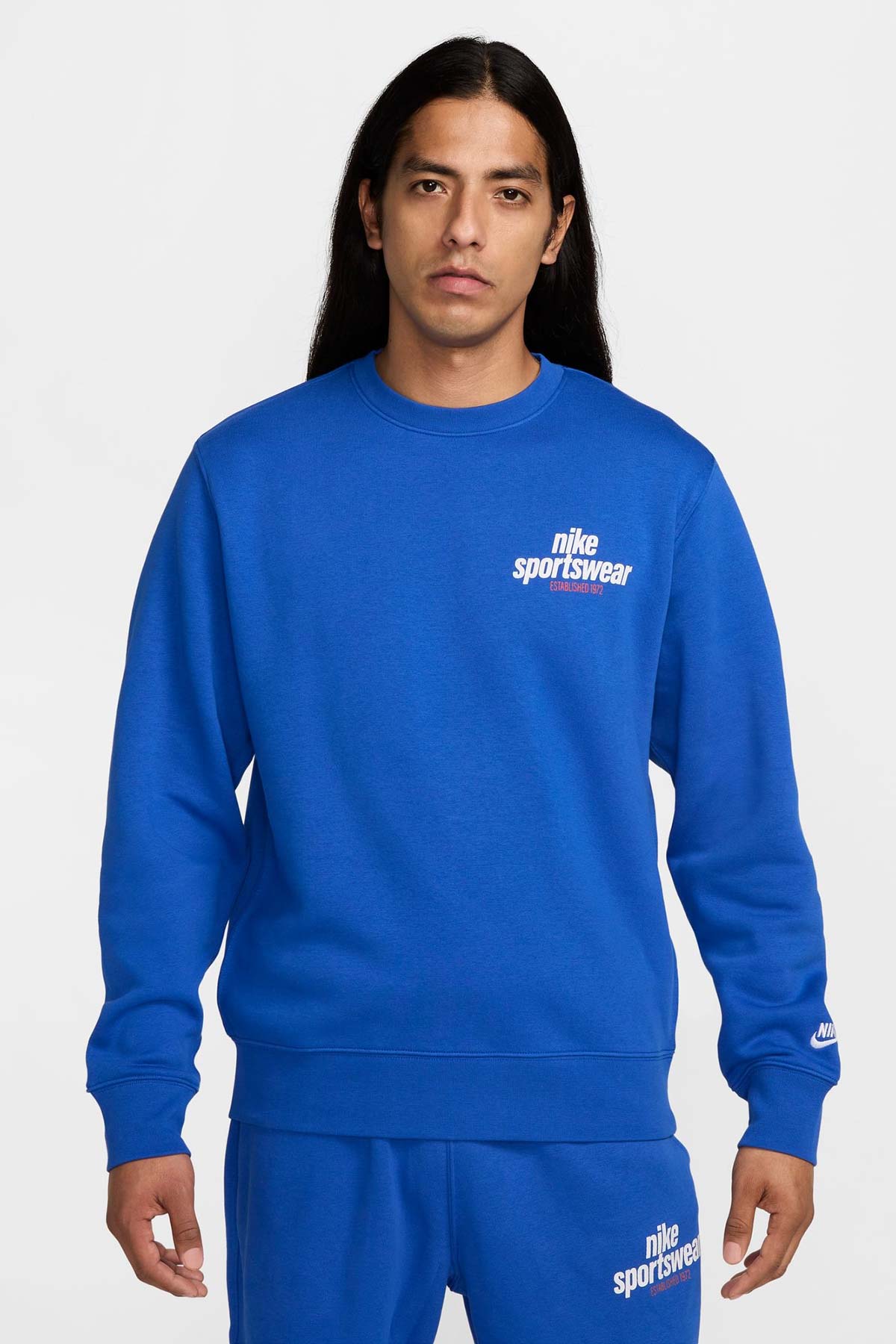 M NK CLUB BB CREW NSW GFX Mavi Erkek Sweatshirt