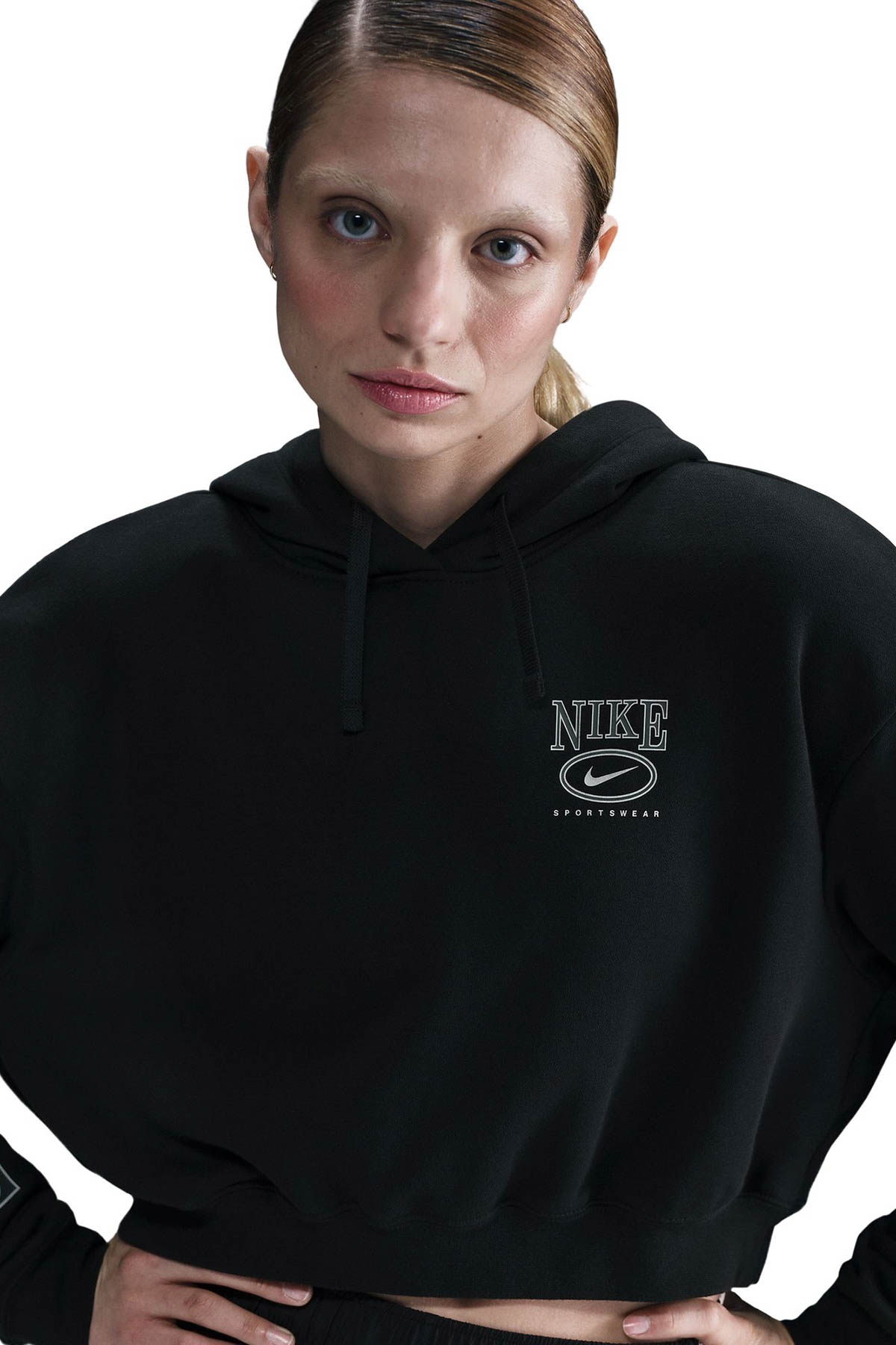 W NSW CLUB FLC OS GX CRP Siyah Kadın Sweatshirt