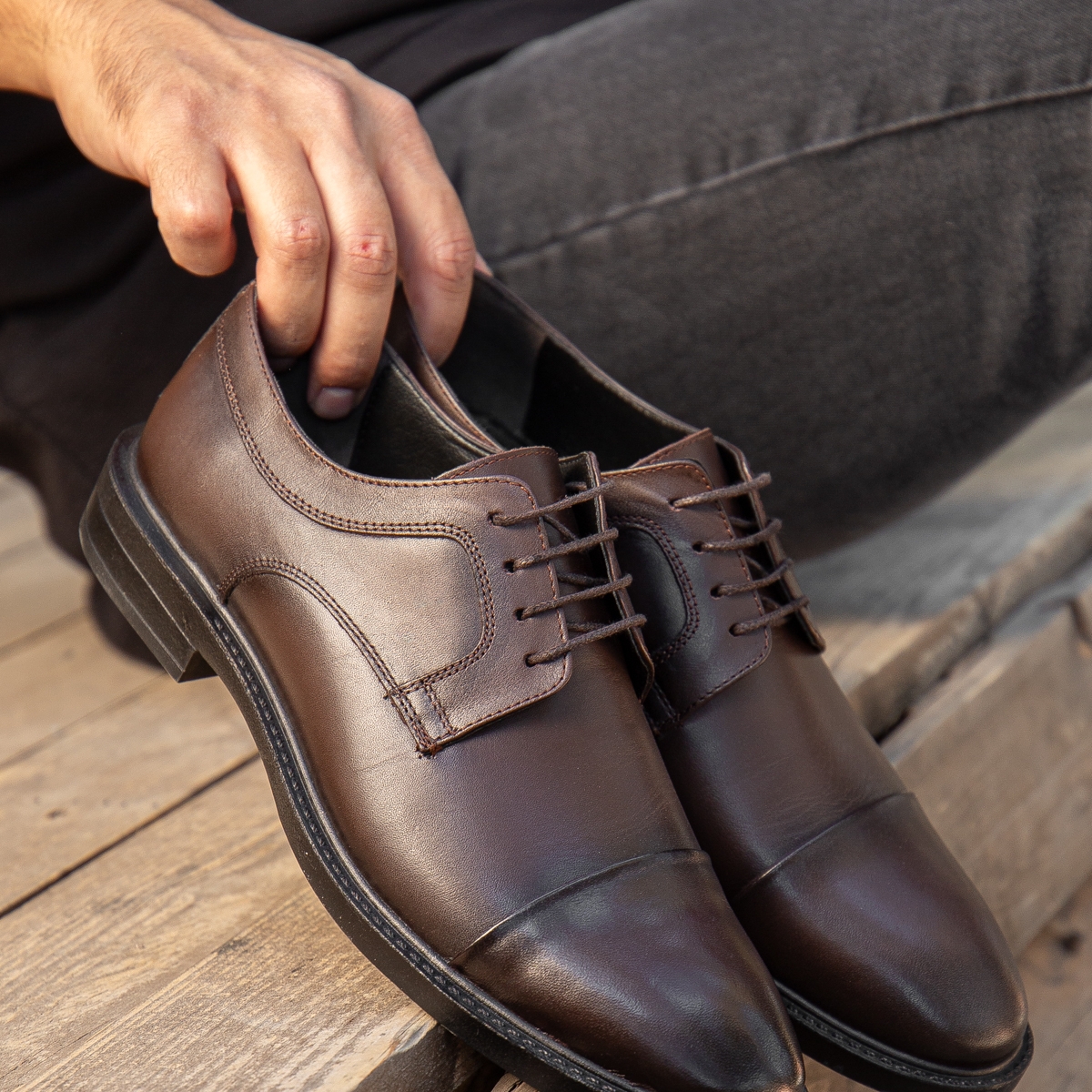 D00226 Günlük Ortopedik Hakiki Deri Erkek Klasik Ayakkabı - Görsel 3