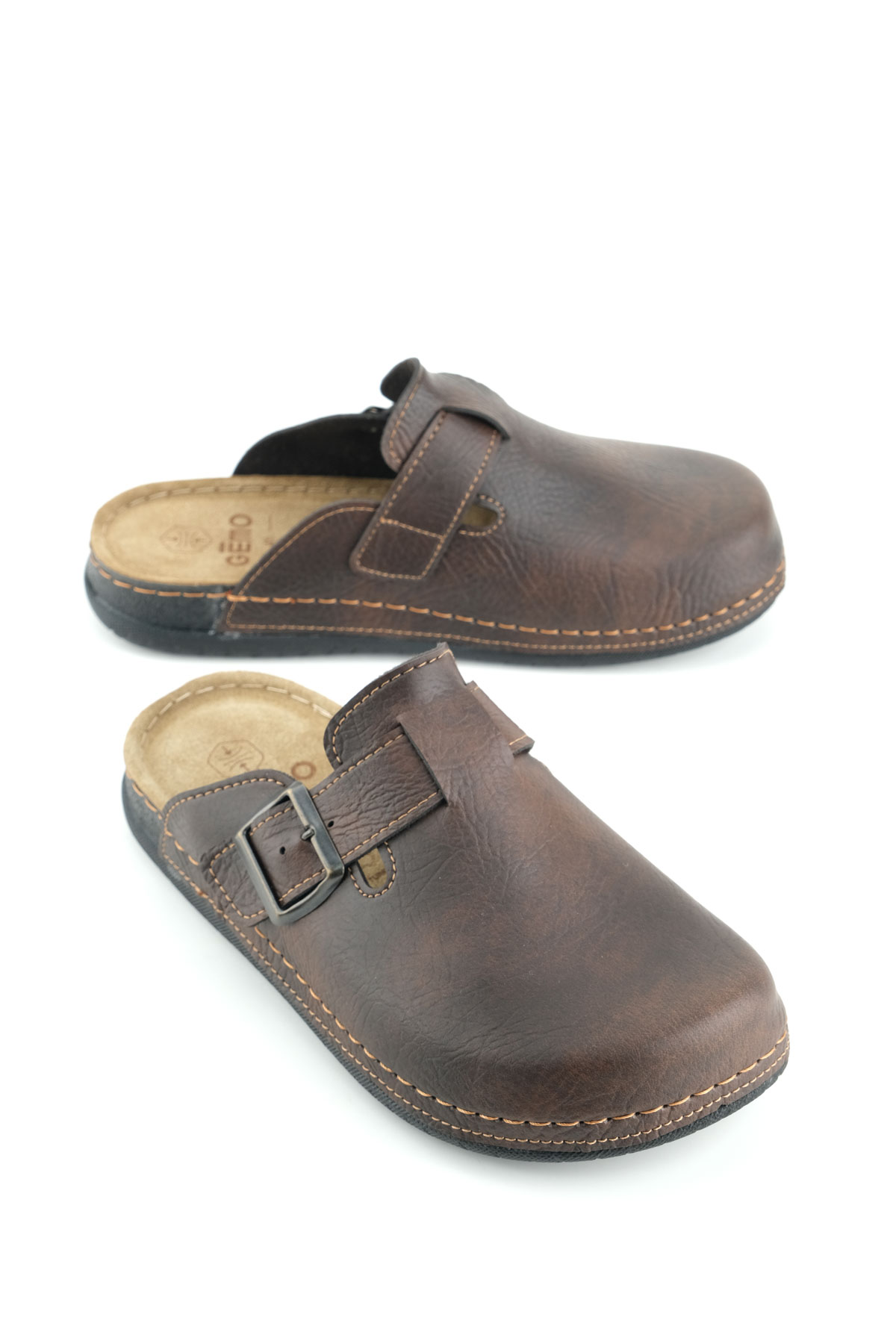 Erkek İç Taban Hakiki Deri Tek Toka Ayarlanabilir Ev Bahçe Günlük Terlik - Görsel 2