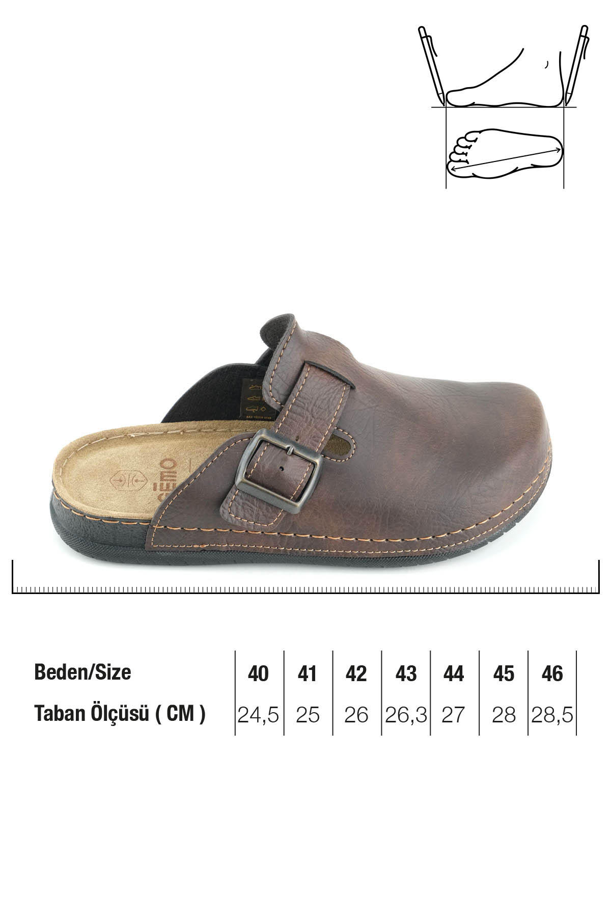 Erkek İç Taban Hakiki Deri Tek Toka Ayarlanabilir Ev Bahçe Günlük Terlik - Görsel 3