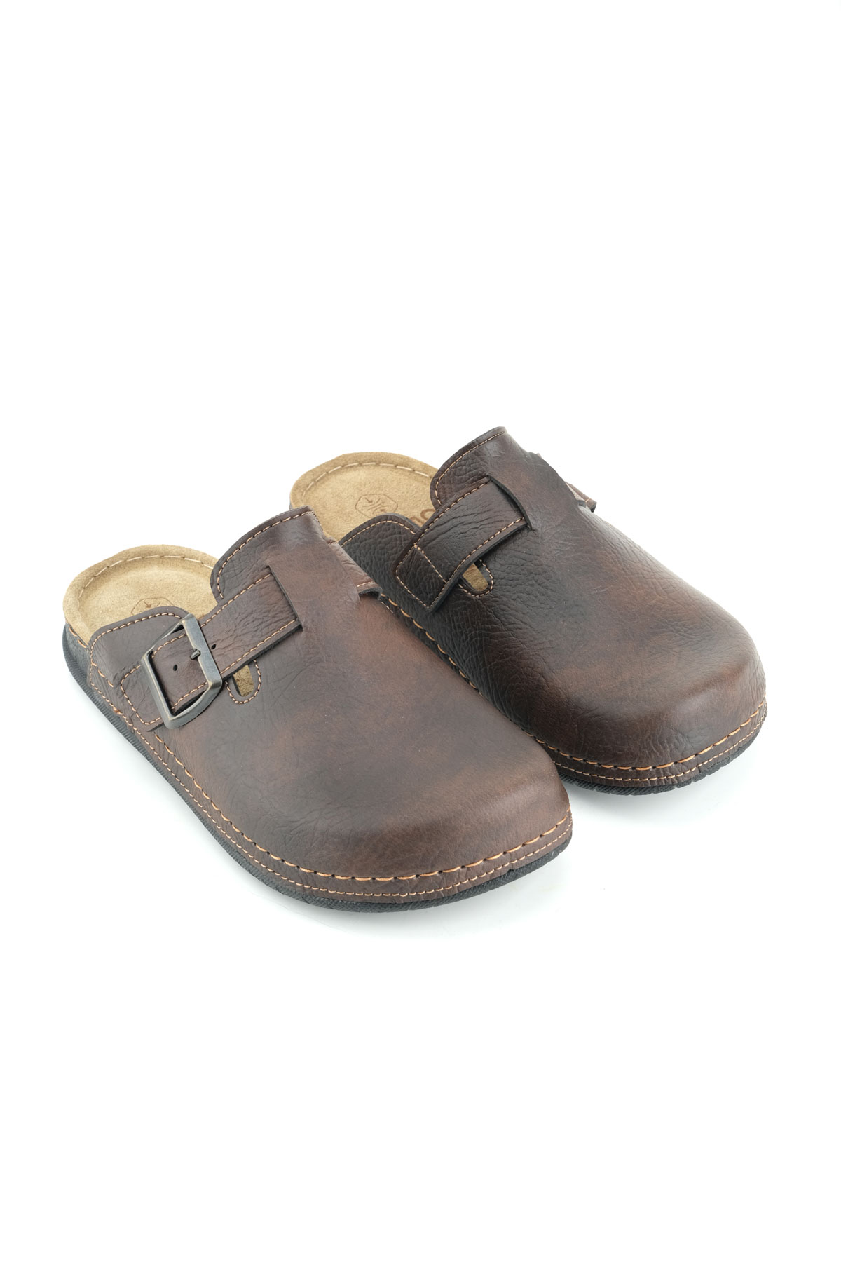 Erkek İç Taban Hakiki Deri Tek Toka Ayarlanabilir Ev Bahçe Günlük Terlik - Görsel 4