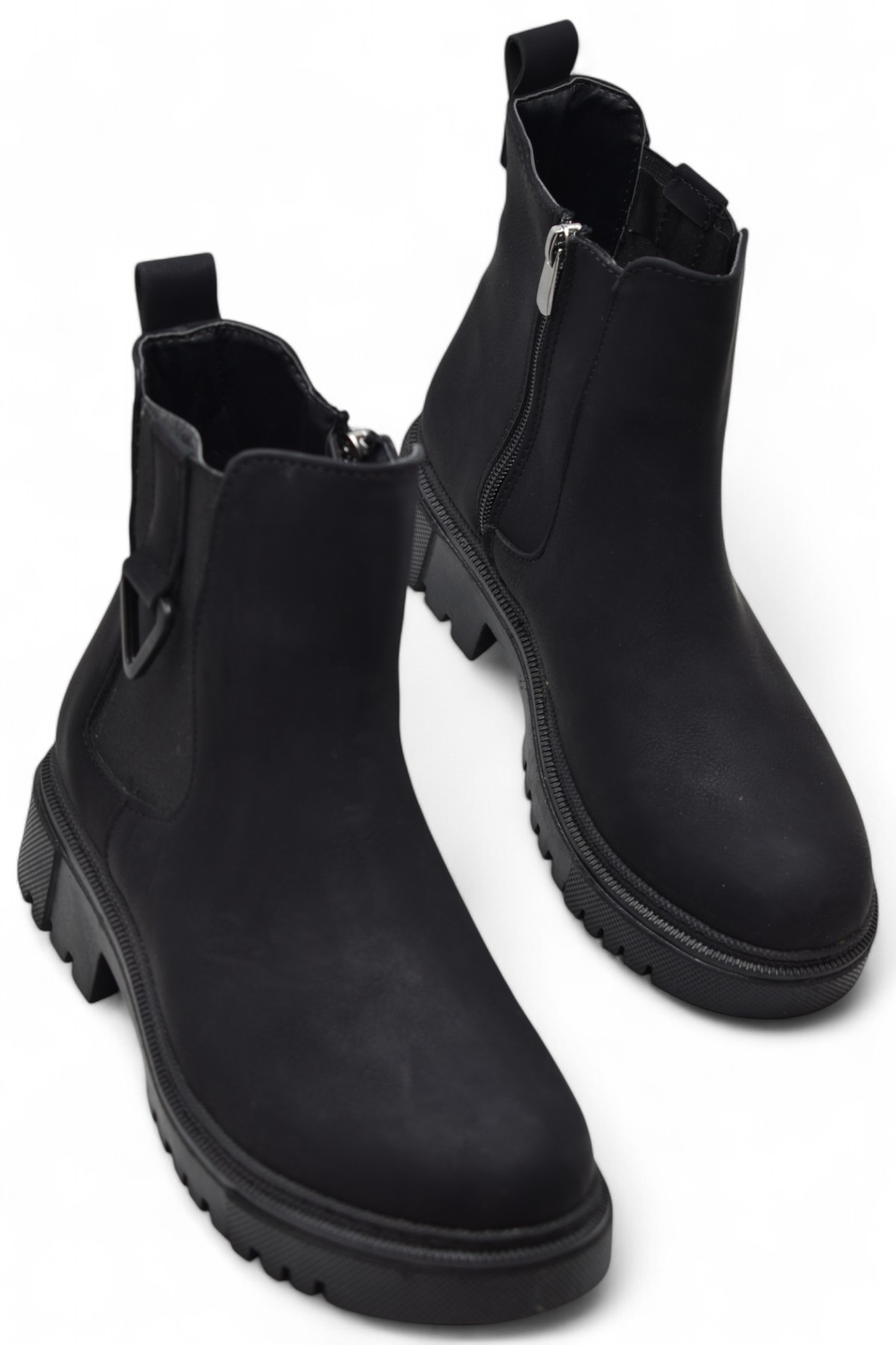 881 Lastikli Günlük Kadın Bot Ayakkabı Kışlık Kadın Bot Siyah Zümrüt - Görsel 3