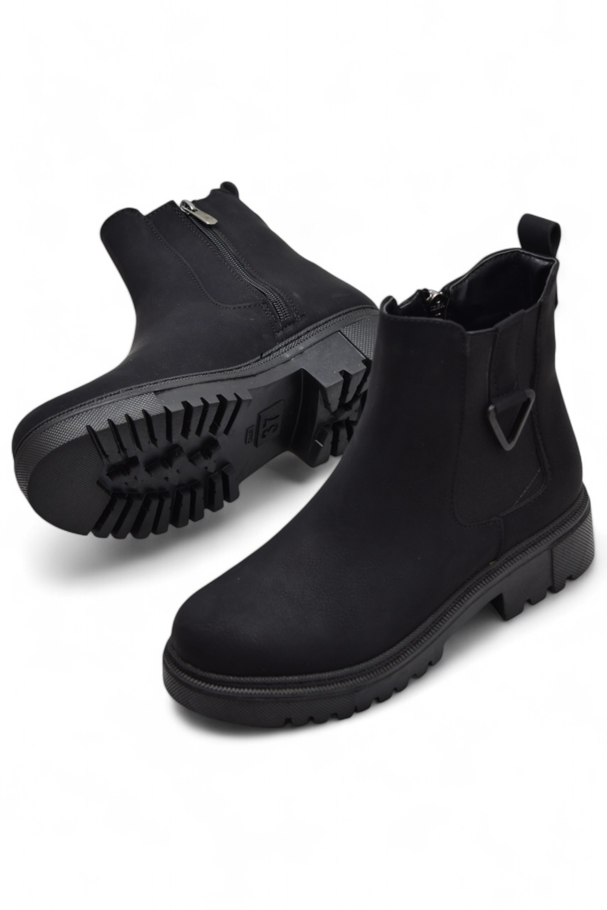 881 Lastikli Günlük Kadın Bot Ayakkabı Kışlık Kadın Bot Siyah Zümrüt - Görsel 4