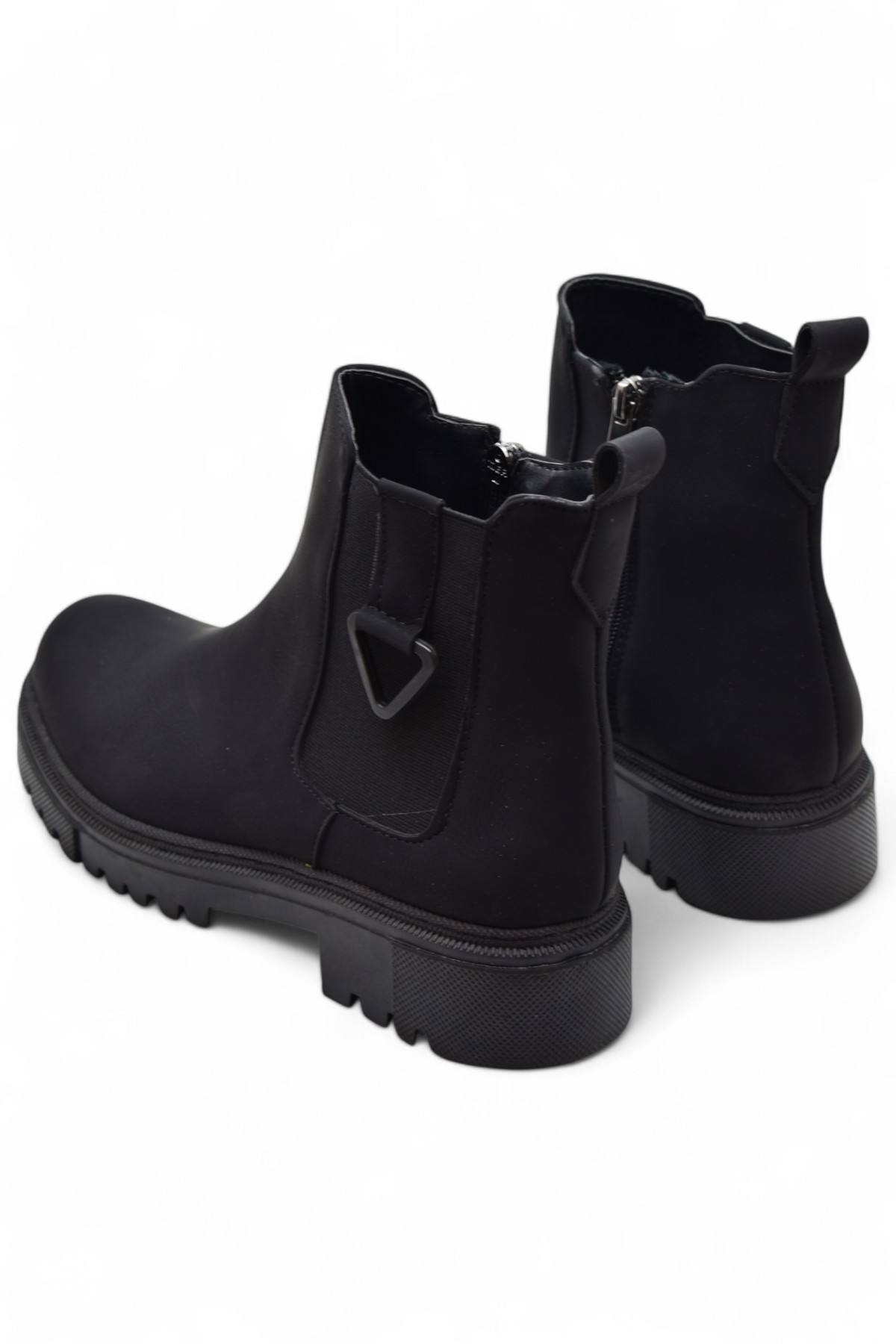 881 Lastikli Günlük Kadın Bot Ayakkabı Kışlık Kadın Bot Siyah Zümrüt - Görsel 6