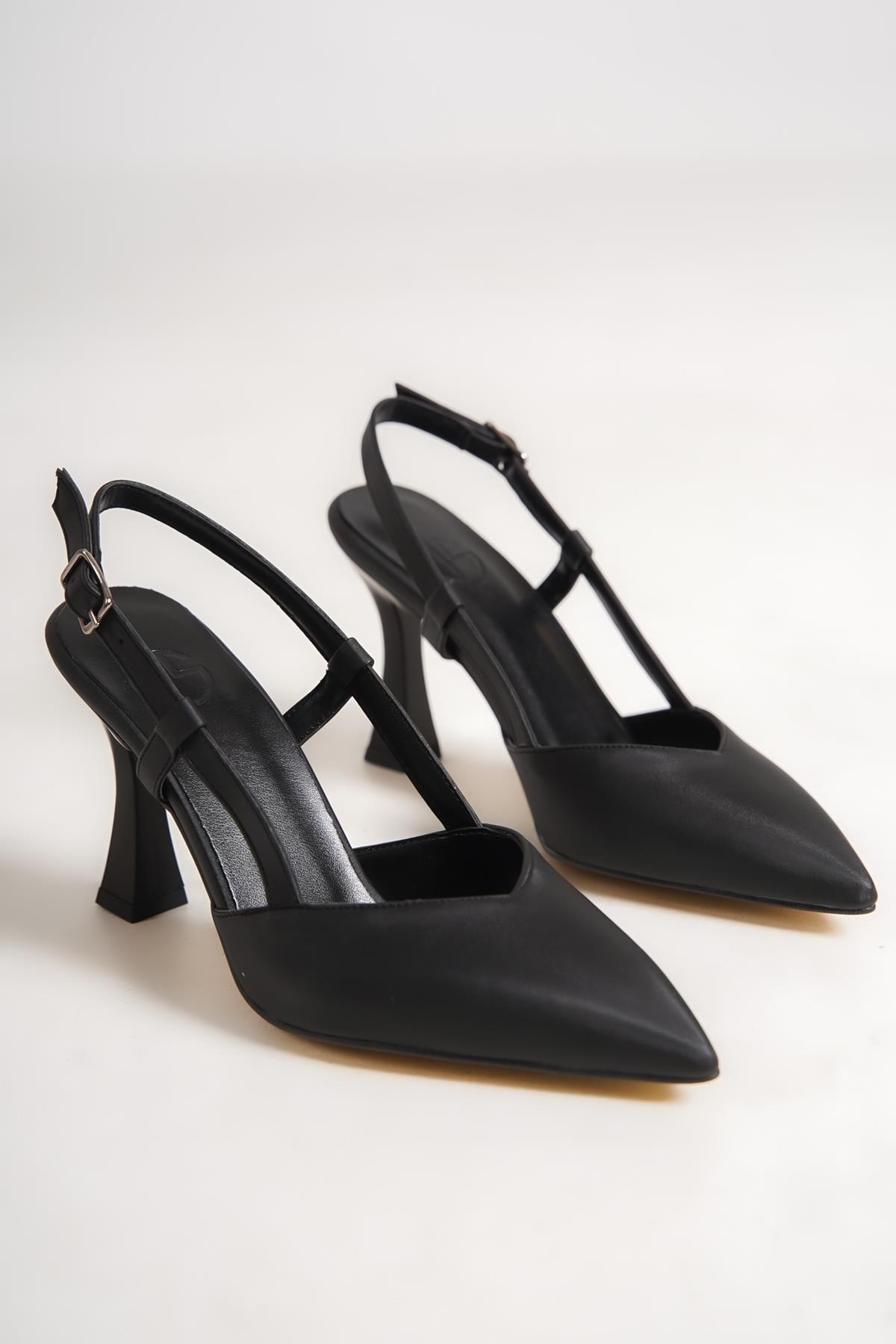 Paris Siyah Arkası Açık Stiletto Yazlık Topuklu Ayakkabı - Görsel 5
