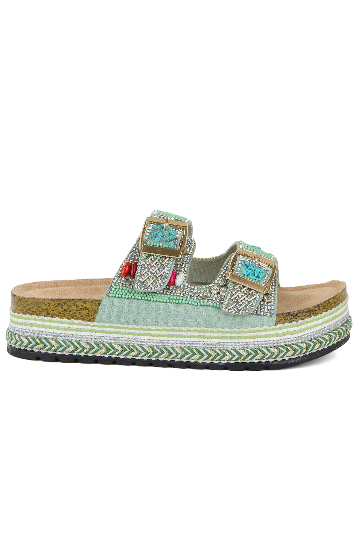 Quenn Taş Boncuk Detaylı Deniz Plaj Günlük Kadın Terlik - Görsel 2