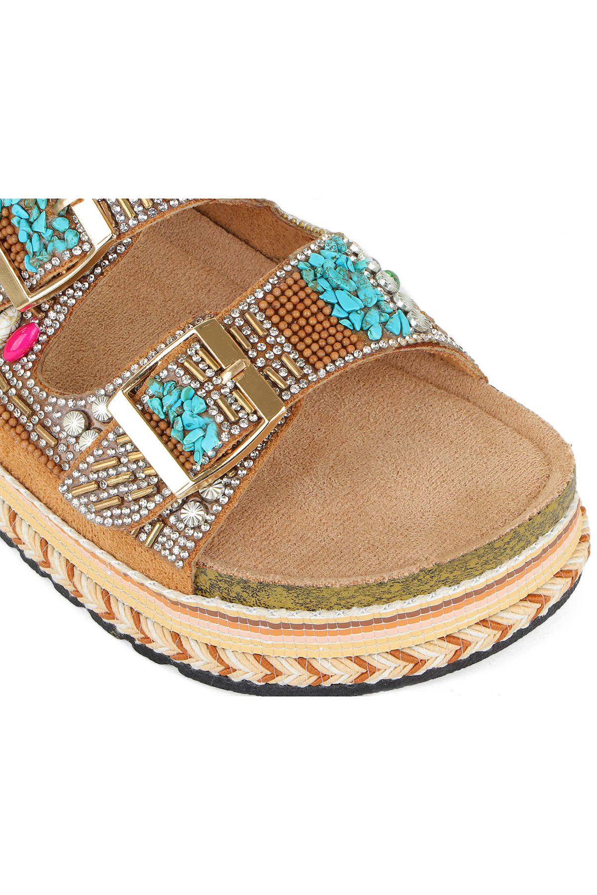 Quenn Taş Boncuk Detaylı Deniz Plaj Günlük Kadın Terlik - Görsel 7