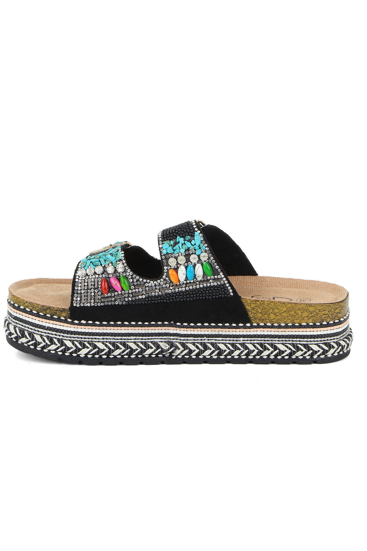 Quenn Taş Boncuk Detaylı Deniz Plaj Günlük Kadın Terlik - Görsel 6