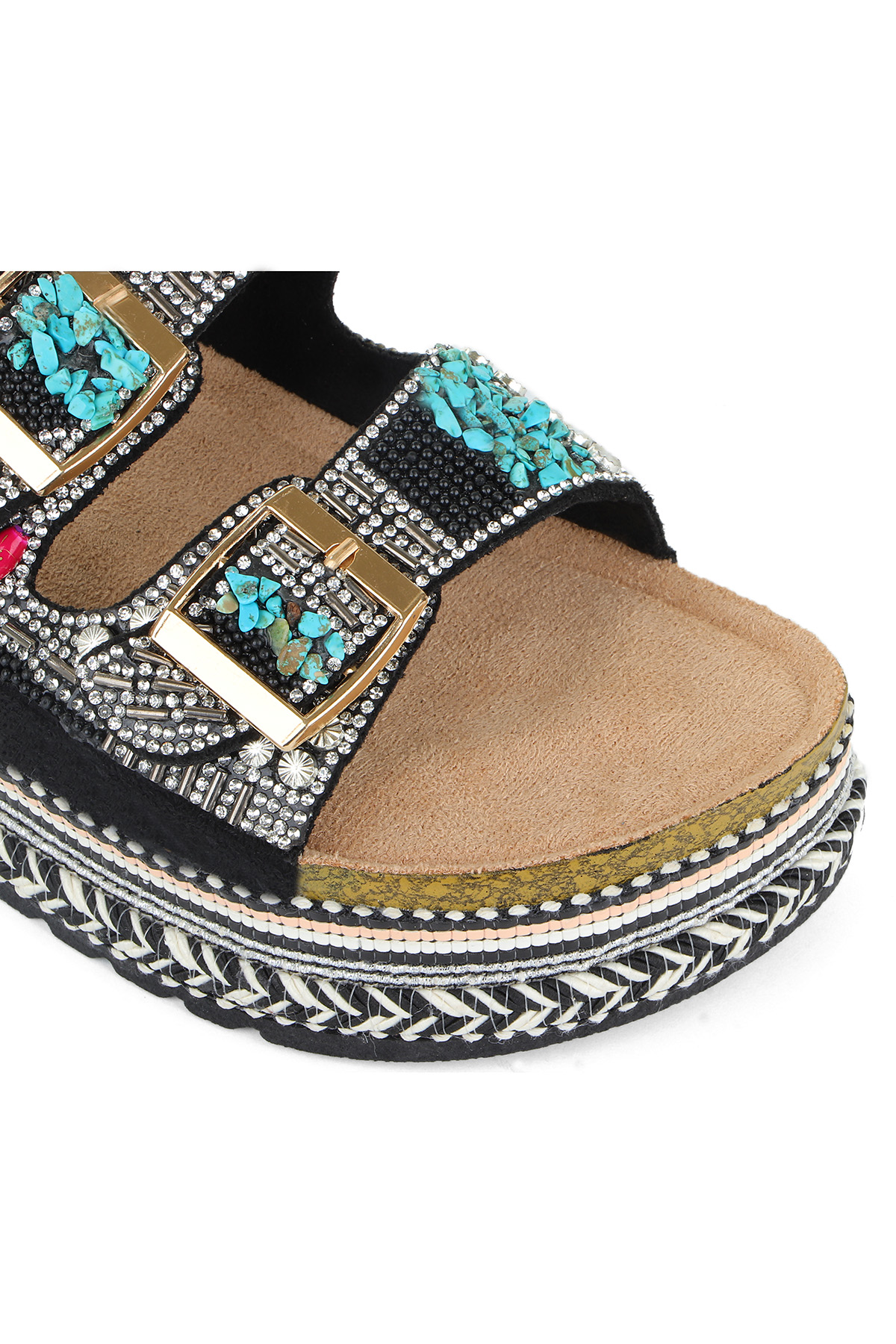 Quenn Taş Boncuk Detaylı Deniz Plaj Günlük Kadın Terlik - Görsel 7