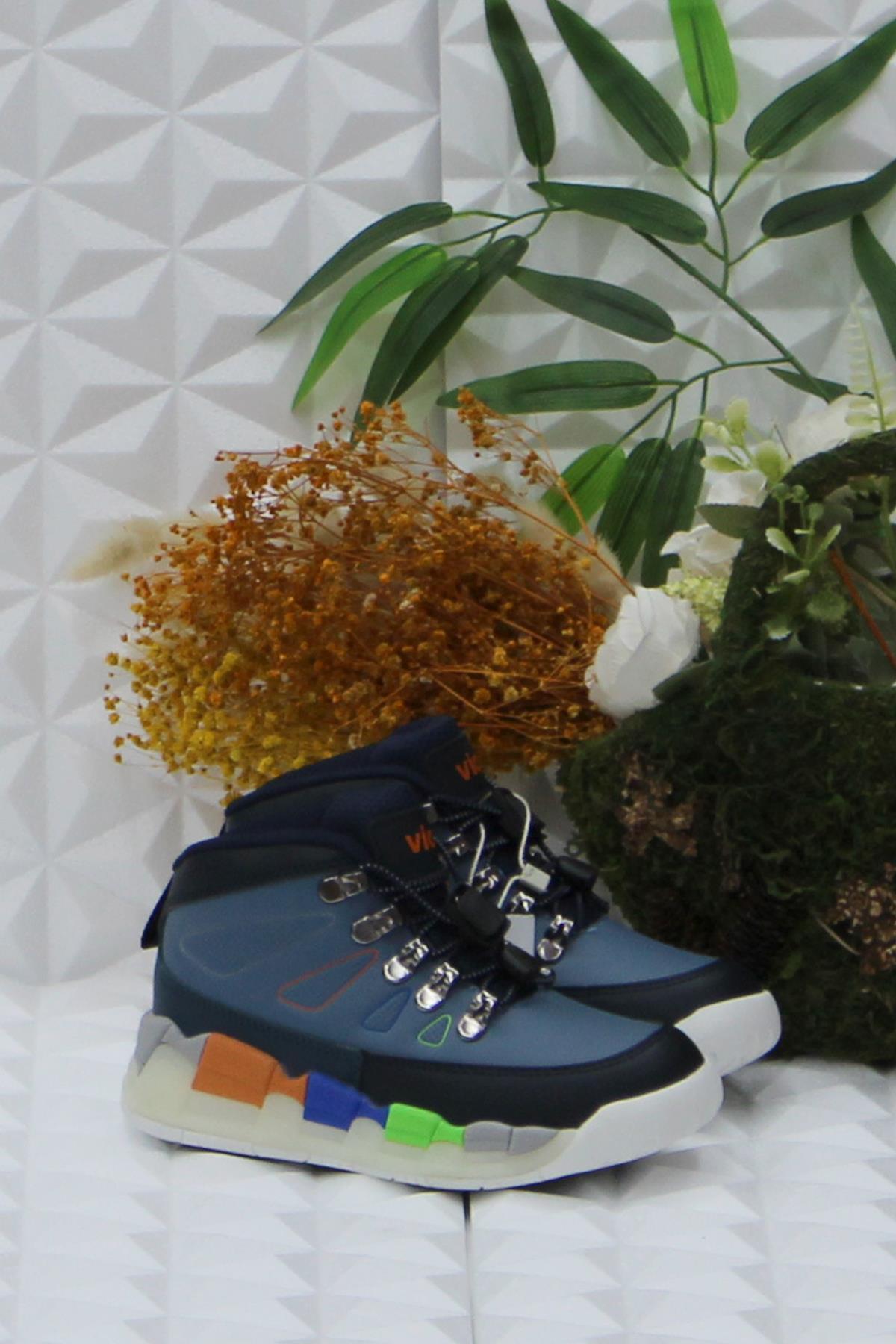 946.P24K.417 Kot Mavi Rahat Hafif Işıklı Erkek Çocuk Bot - Görsel 2