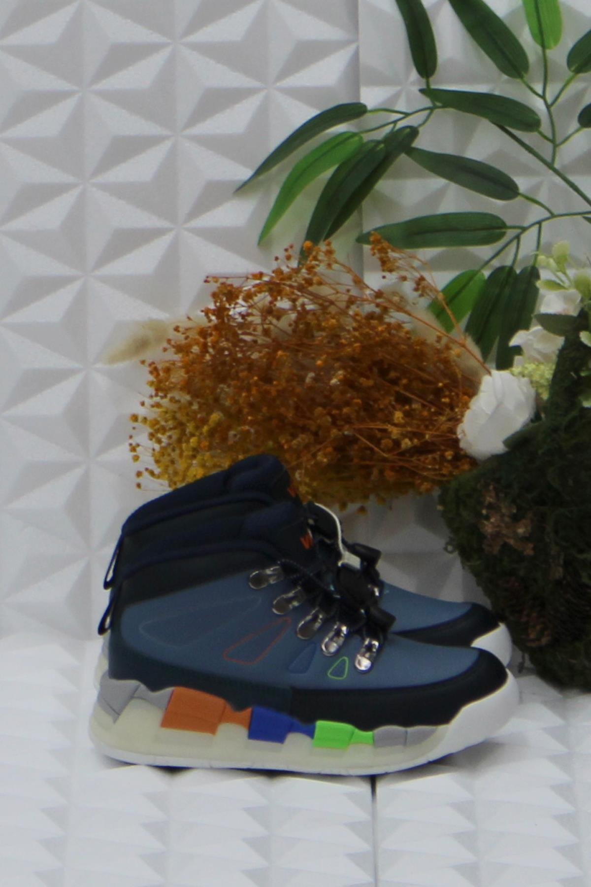 946.P24K.417 Kot Mavi Rahat Hafif Işıklı Erkek Çocuk Bot - Görsel 3