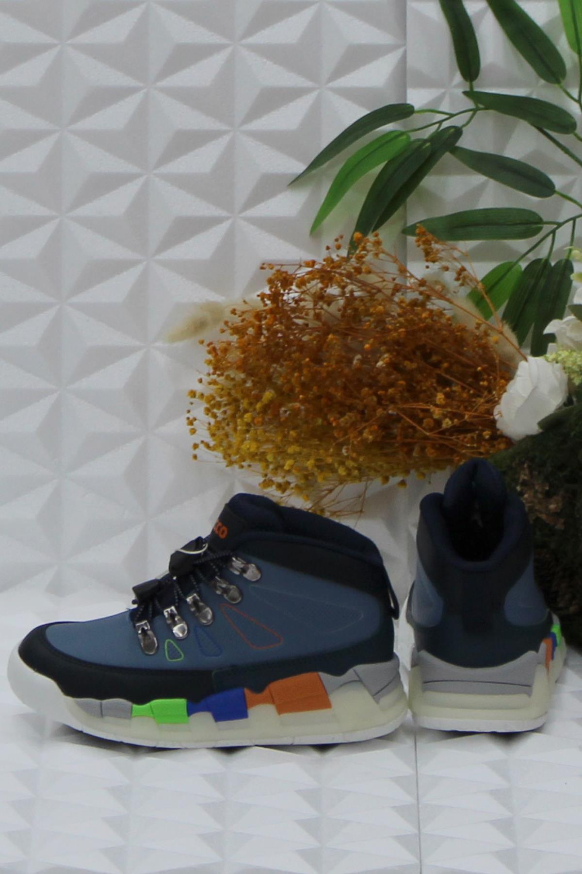 946.P24K.417 Kot Mavi Rahat Hafif Işıklı Erkek Çocuk Bot - Görsel 5