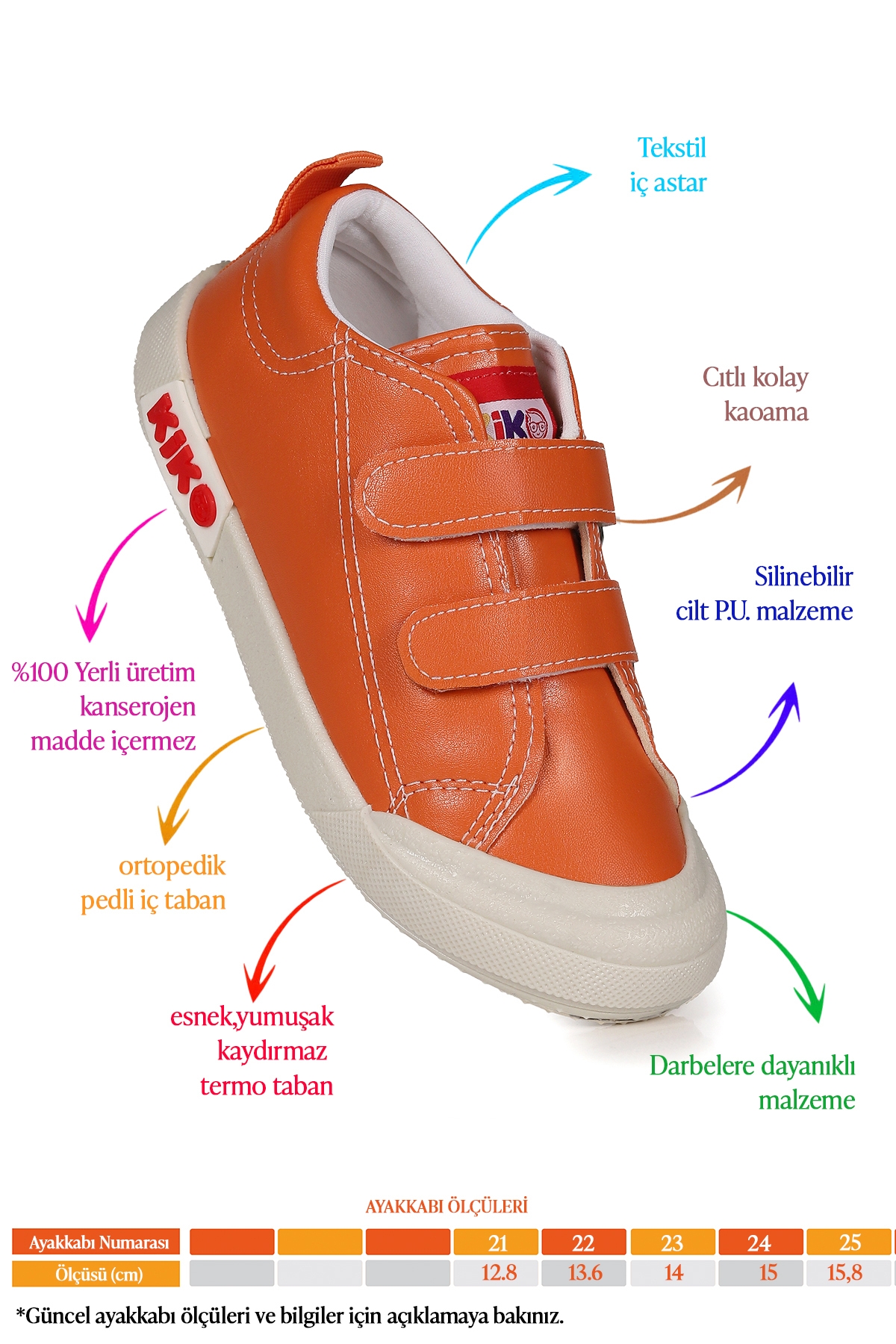 Suba Cırtlı Termo Taban Erkek Bebek Günlük Spor Ayakkabı Turuncu - Görsel 3