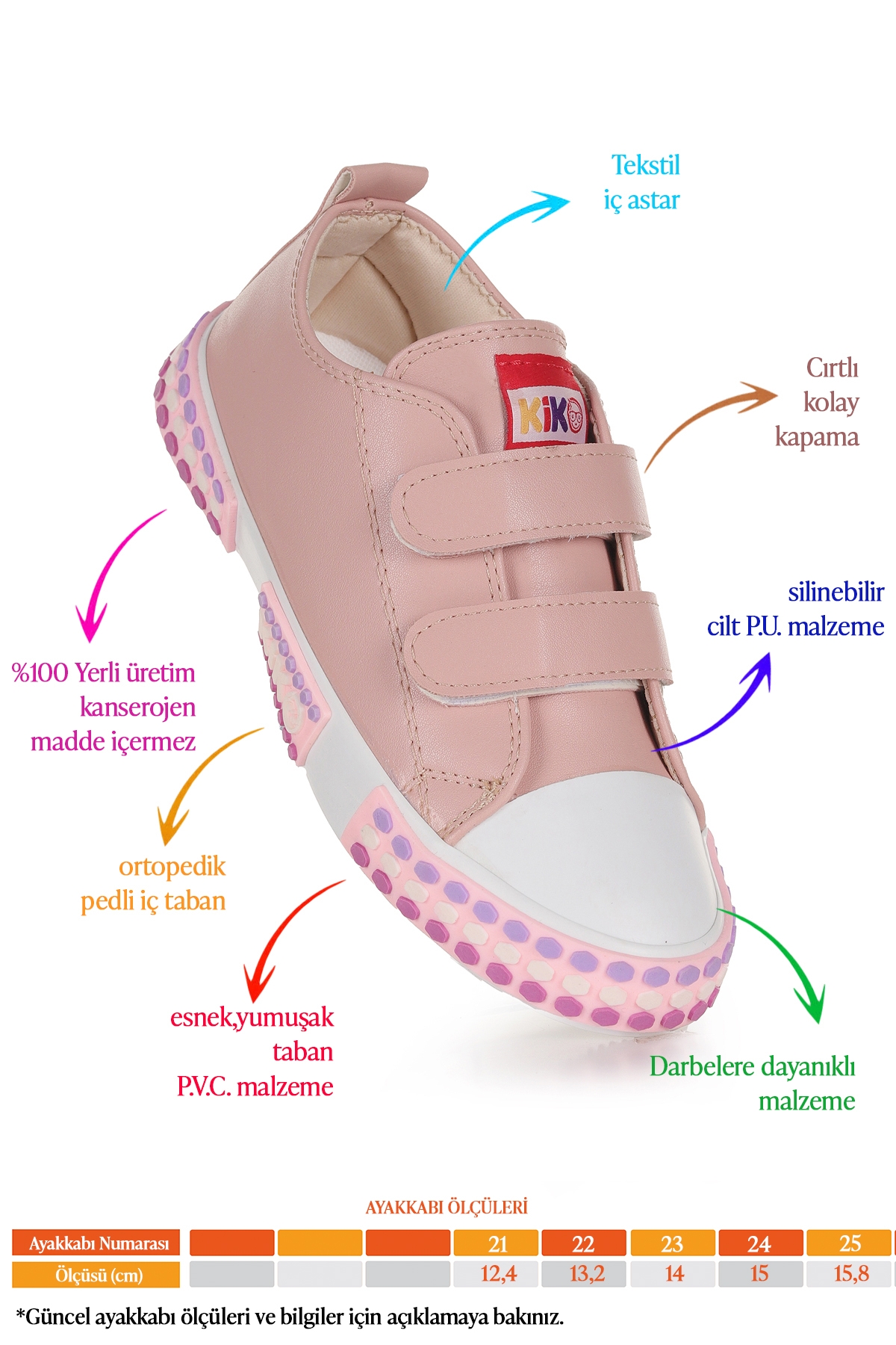 Kach Cırtlı Kız Bebek Günlük Spor Ayakkabı Pudra - Görsel 3