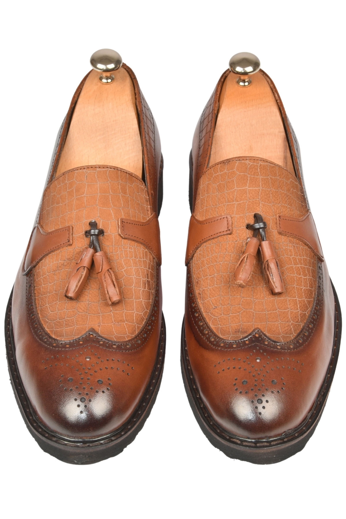 DeepSEA Erkek Taba DeepSEA Lazer İşlemeli Püsküllü Yüksek Ortopedik Taban Orjinal Deri Ayakkabı 2509981 - Görsel 2