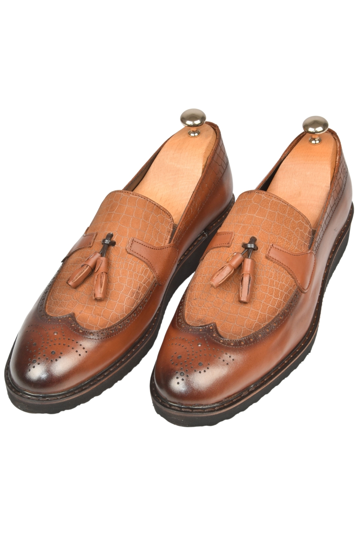 DeepSEA Erkek Taba DeepSEA Lazer İşlemeli Püsküllü Yüksek Ortopedik Taban Orjinal Deri Ayakkabı 2509981 - Görsel 3