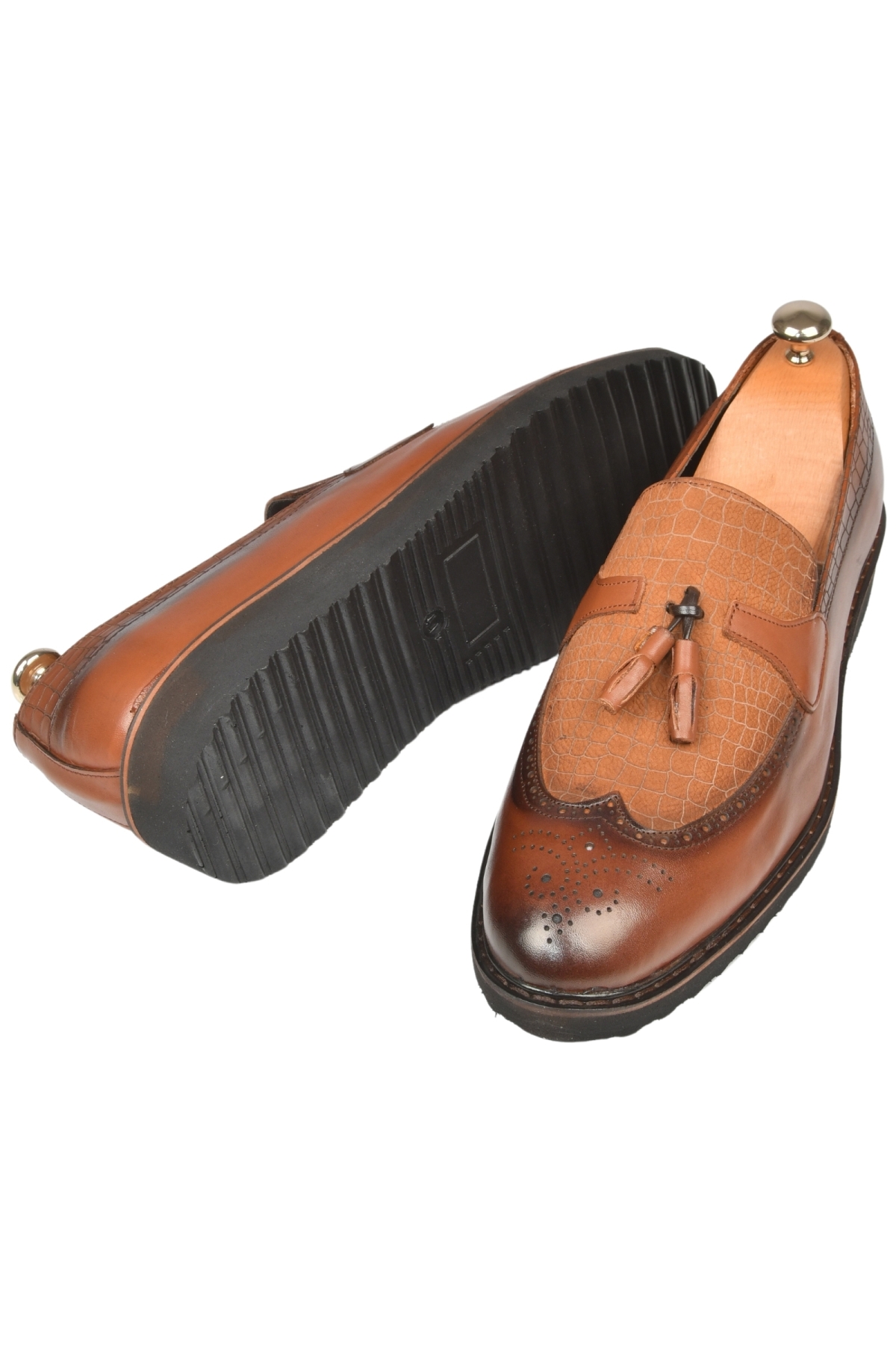 DeepSEA Erkek Taba DeepSEA Lazer İşlemeli Püsküllü Yüksek Ortopedik Taban Orjinal Deri Ayakkabı 2509981 - Görsel 7