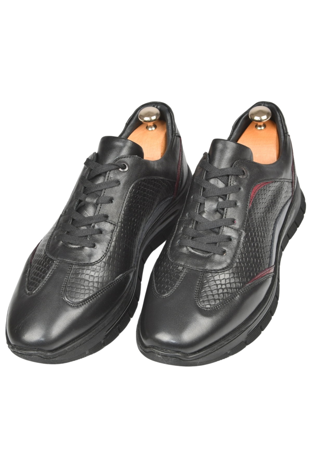 DeepSEA Erkek Siyah Desenli Bağcıklı Yüksek Taban Deri Spor Ayakkabı Casual Sneaker 2509994 - Görsel 7