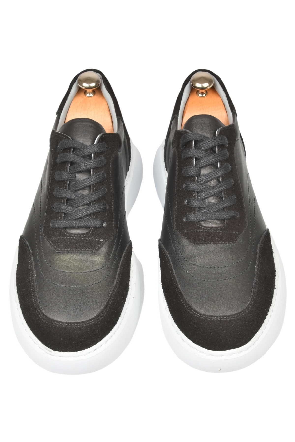 DeepSEA Erkek Siyah Bağcıklı Eva Taban Hakiki Deri Ortopedik Spor Ayakkabı Sneaker2509966 - Görsel 3