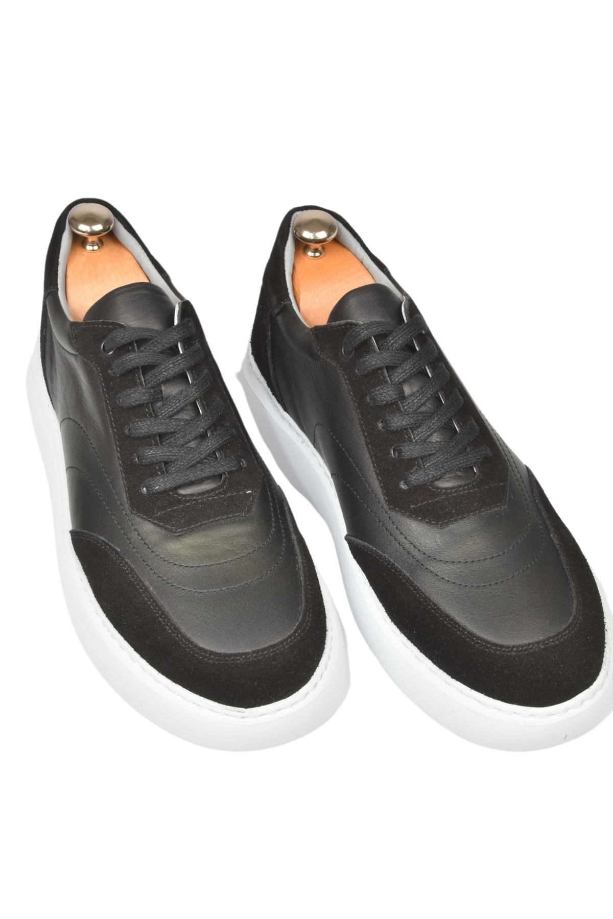 DeepSEA Erkek Siyah Bağcıklı Eva Taban Hakiki Deri Ortopedik Spor Ayakkabı Sneaker2509966 - Görsel 5