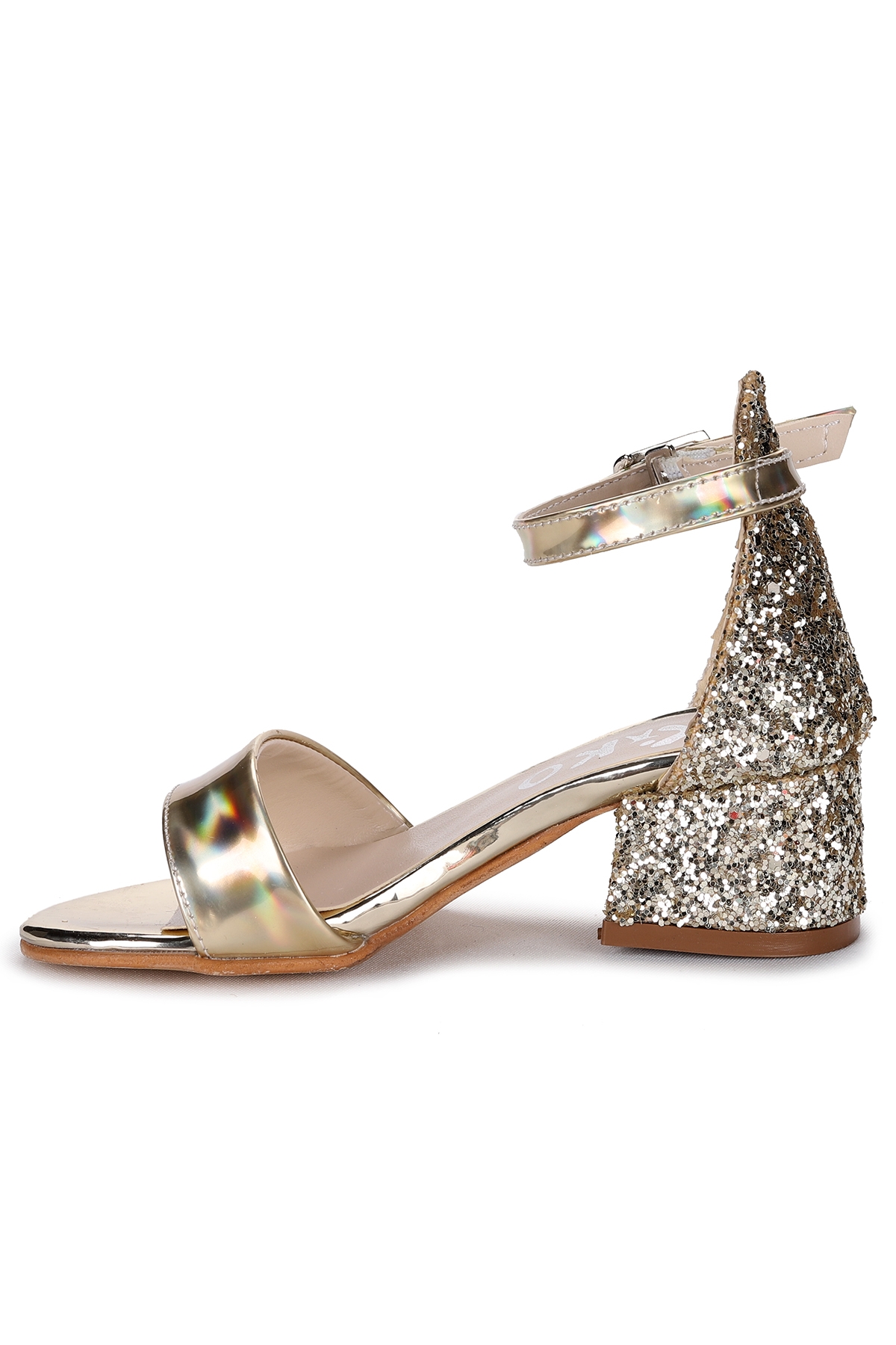 Sheila Ayna Çam Günlük Kız Çocuk 3 Cm Topuklu Sandalet Abiye Ayakkabı Altın - Görsel 6