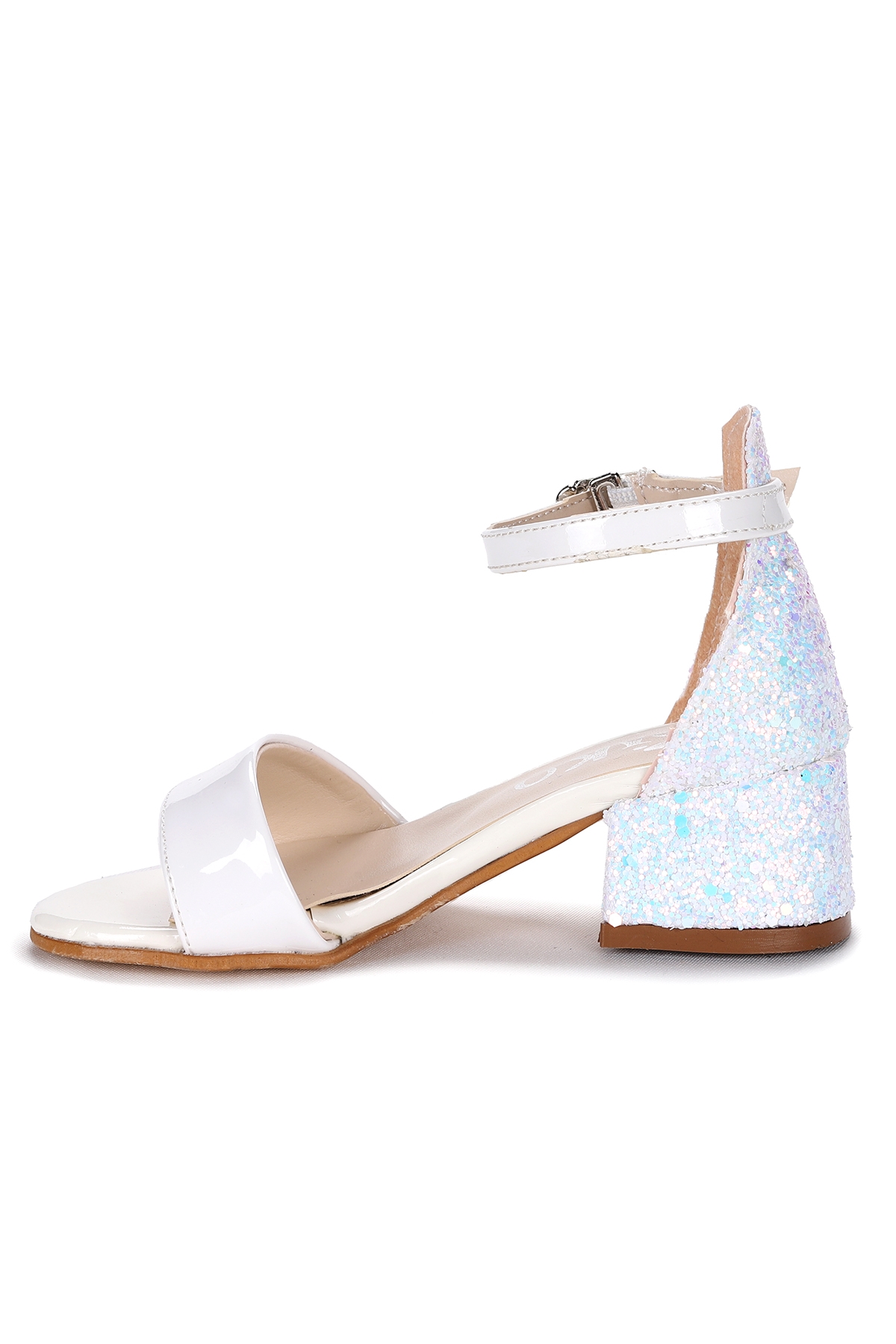 Sheila Ayna Çam Günlük Kız Çocuk 3 Cm Topuklu Sandalet Abiye Ayakkabı Beyaz - Görsel 6