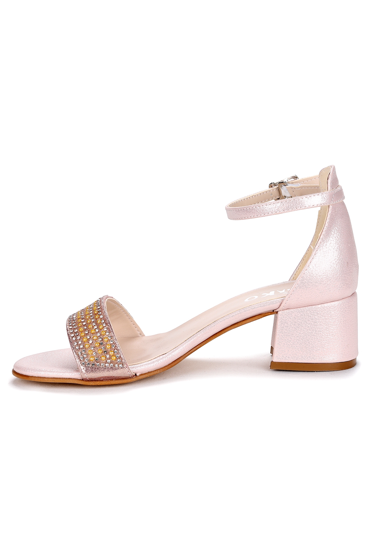 Elinor Vakko Günlük Kız Çocuk 3 Cm Topuklu Sandalet Abiye Ayakkabı Pudra - Görsel 6